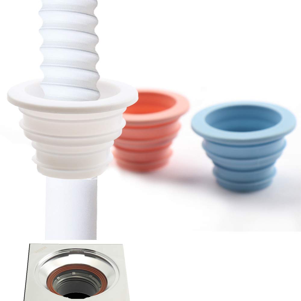 3 Pack Silicone Drain Pipe Hose Deodorant Plug - Washing Machine, Laundry, Bathroom, Bathtub & Kitchen Sewer Seal Ring (3pcs, Random Color) | Prevents Odors & Leaks for Cleaner Home