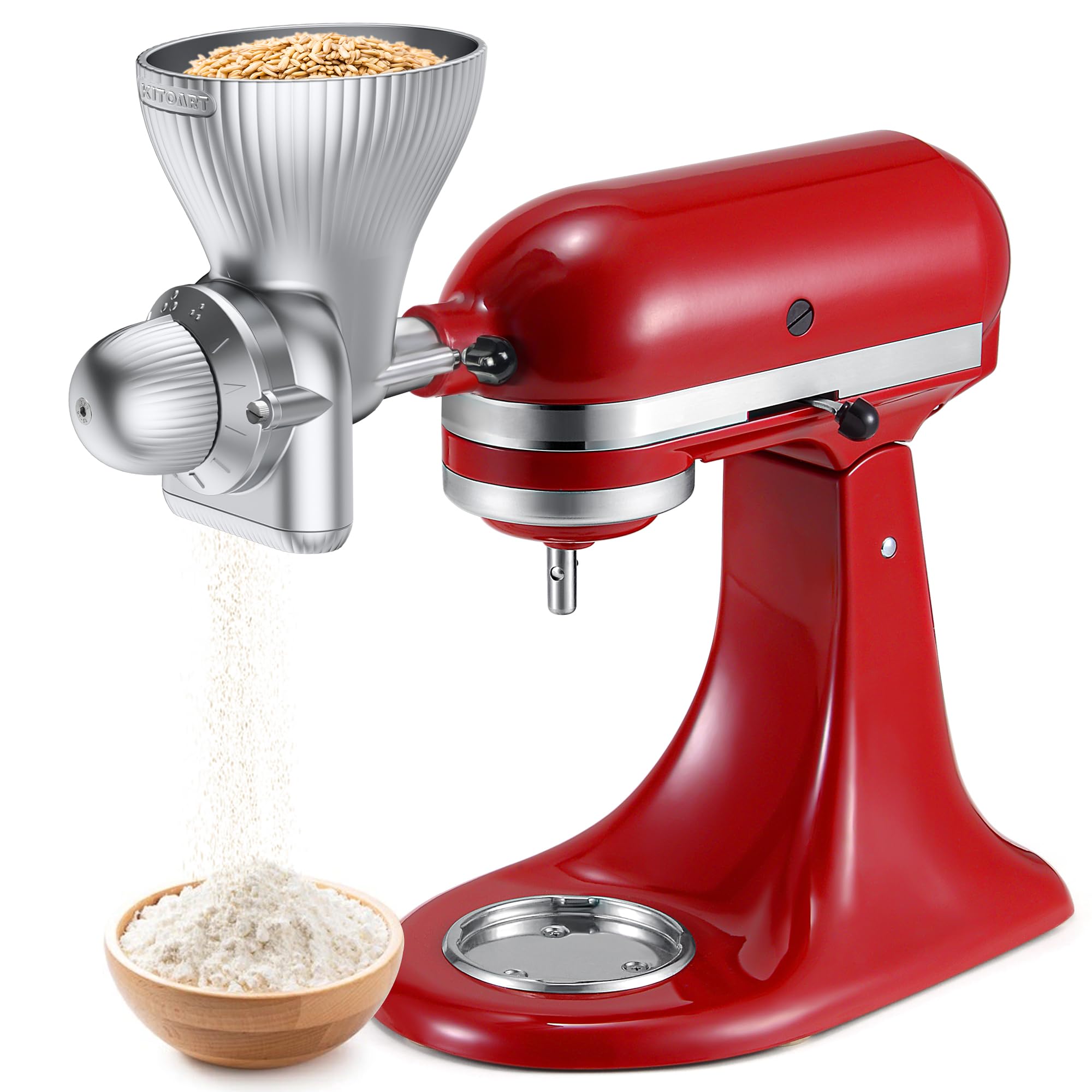 Premium Stainless Steel Grain Mill Attachment for KitchenAid Stand Mixer - 12 Adjustable Grind Levels for Wheat, Corn, Oats & More | Perfect for Baking, Home Milling & Healthy Meal Prep