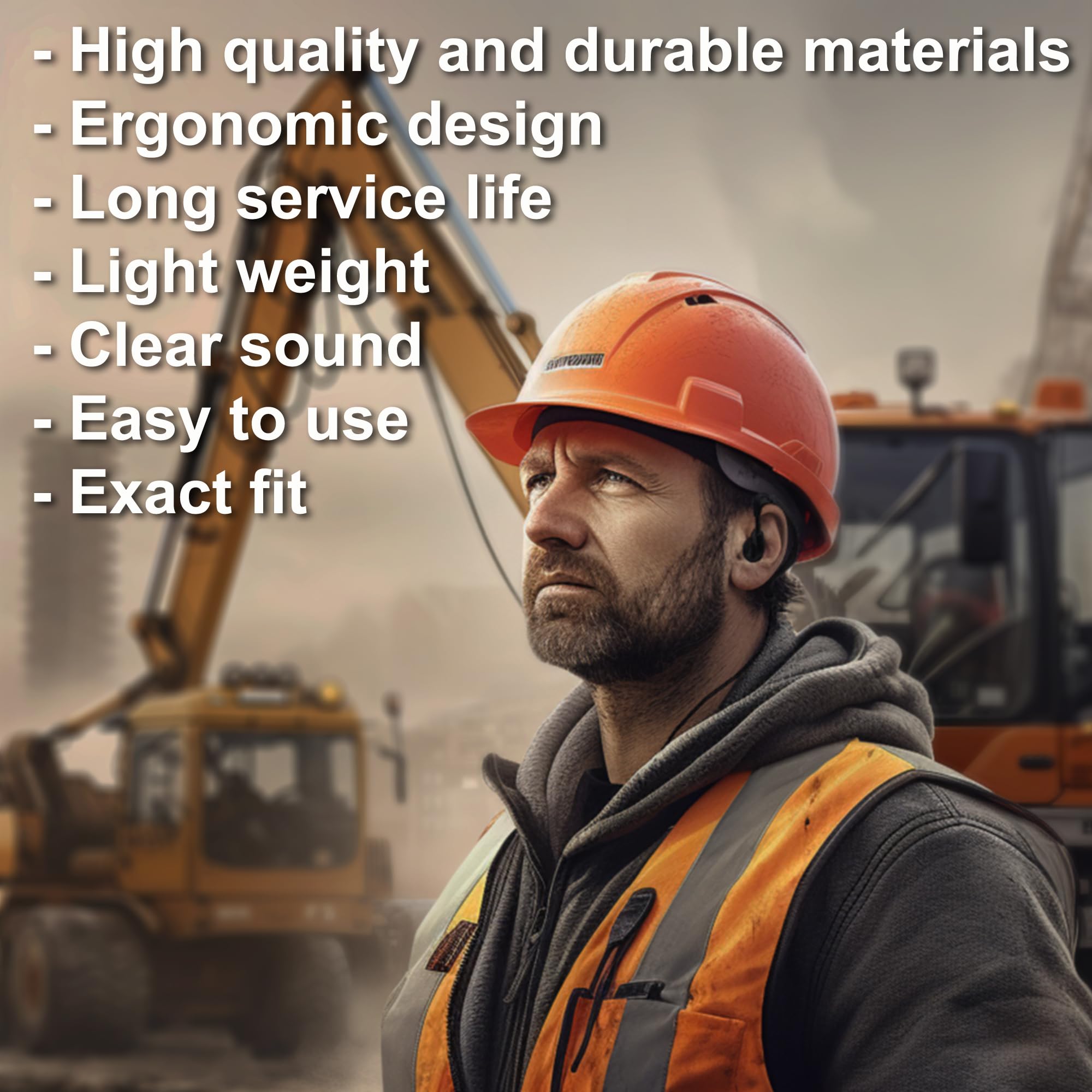 HQRP G-Shape 2-Pin Earpiece Headset with PTT Mic - Compatible with Retevis H-777, RT-5R, RT-5RV, RT-B6 & Sun Meter Radios - Perfect for Security, Construction & Two-Way Radio Communication