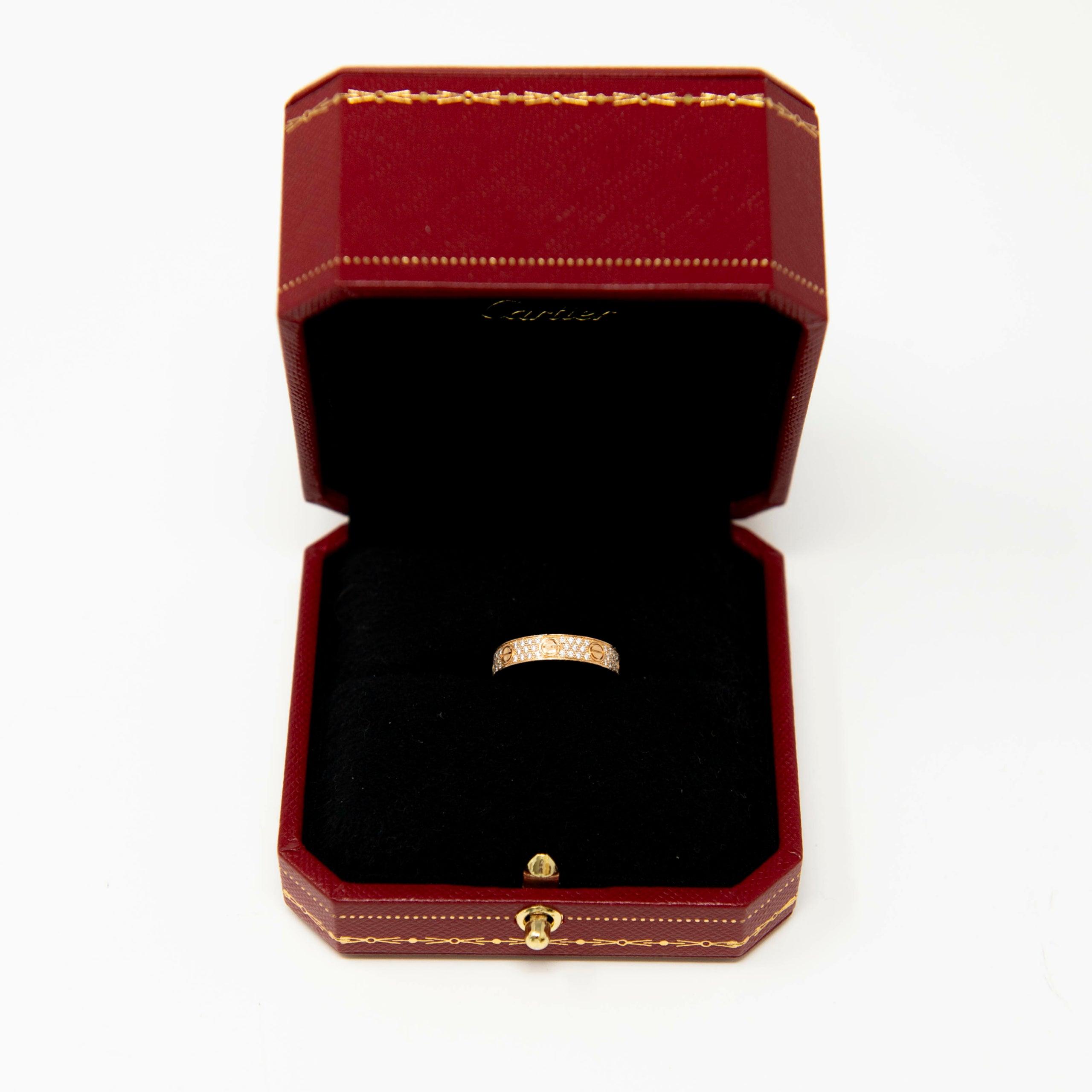 Cartier 18k White Gold Pave Diamond Love Ring - Size 50 (US 5.25) - Luxury Wedding Band for Women - Perfect for Engagement, Anniversary & Special Occasions