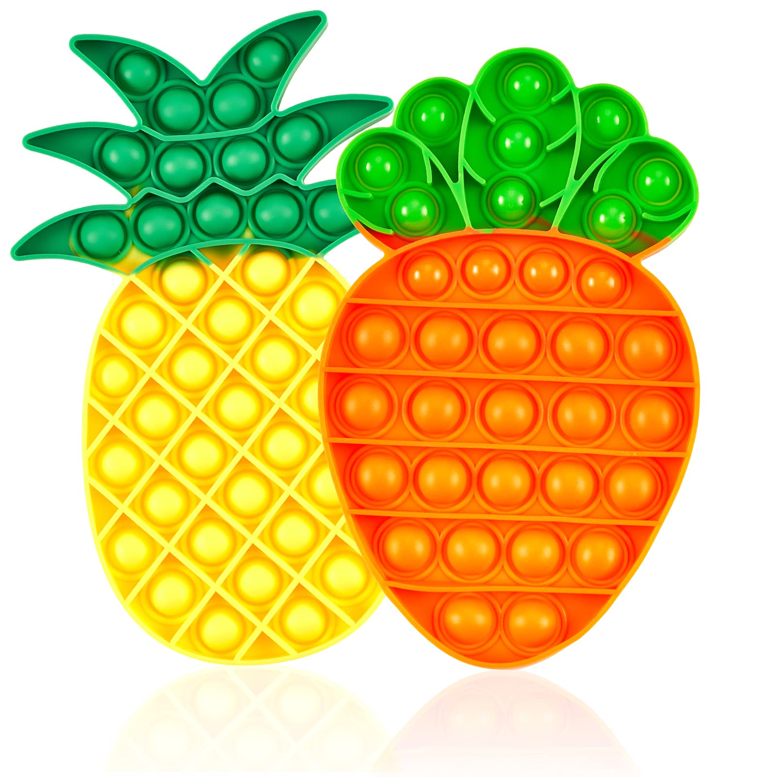 Beautysaid Pop it Fidget Toys: 2 Pack Push Pop Bubble Sensory Stress Relief Toys for Kids & Adults - Pineapple & Carrot Design - Perfect for Anxiety Relief, Focus Aid, and Classroom/Office Use