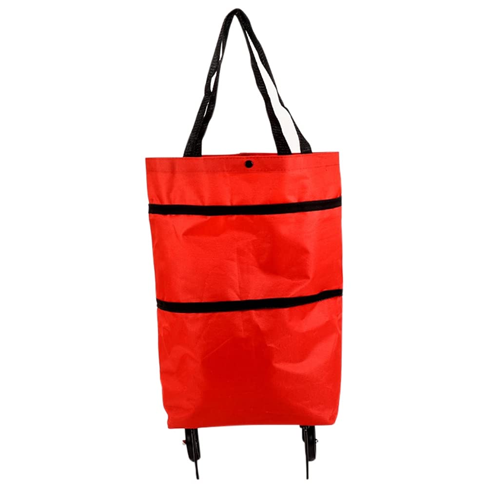 Renococo Large Foldable Shopping Cart with Wheels - Heavy Duty Oxford Cloth Grocery Trolley Bag for Supermarket, Camping, Beach & Laundry - Portable Collapsible Utility Cart (1 Pack) - Perfect for Grocery Hauling, Outdoor Trips & Household Chores