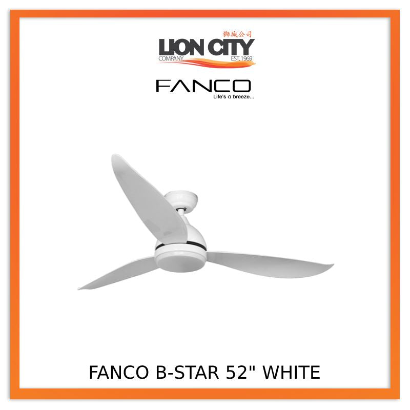 Fanco B Star 36/46/52 Inch 3 Blade DC Ceiling Fan with Remote Control - Energy Efficient Quiet Bedroom, Living Room, Office Cooling Fan