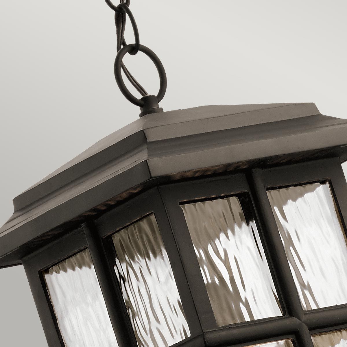 Beacon Square 1 Light Outdoor Chain Lantern - Olde Bronze/White Finish, IP44 Waterproof, E27 Socket - Perfect for Porch, Patio, and Garden Lighting