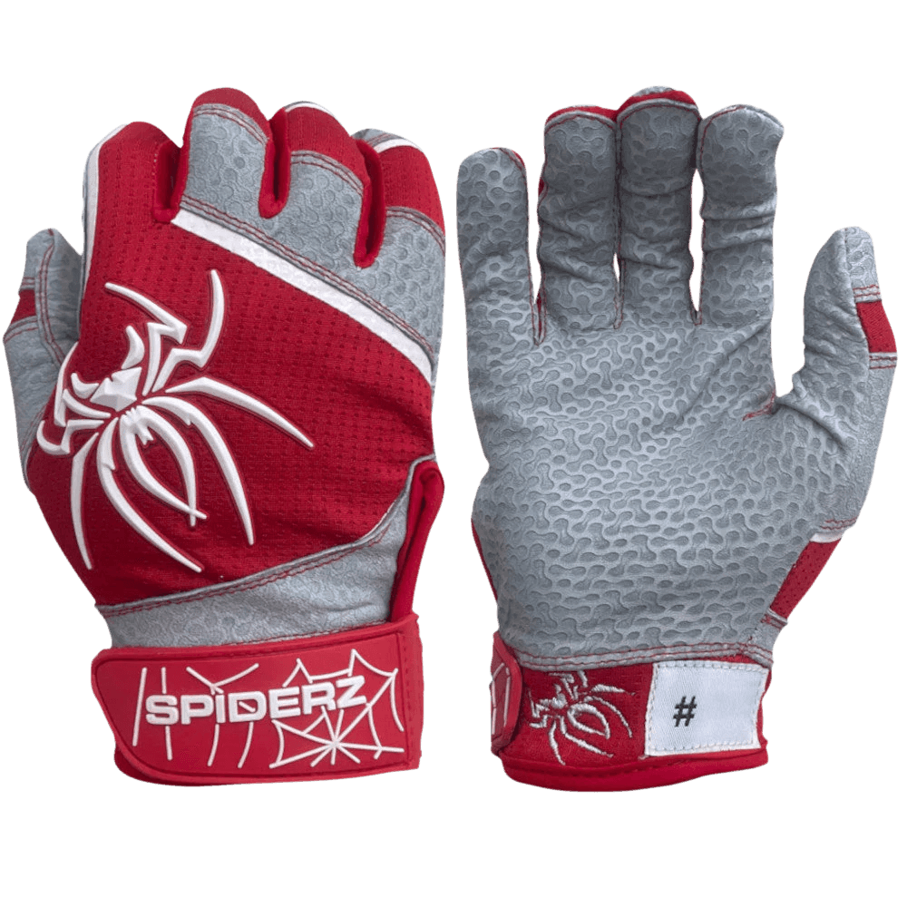 2022 Spiderz PRO Model Batting Gloves - Red/White | Premium Baseball & Softball Gloves for Hitting | Perfect for Training, Games & Outdoor Sports