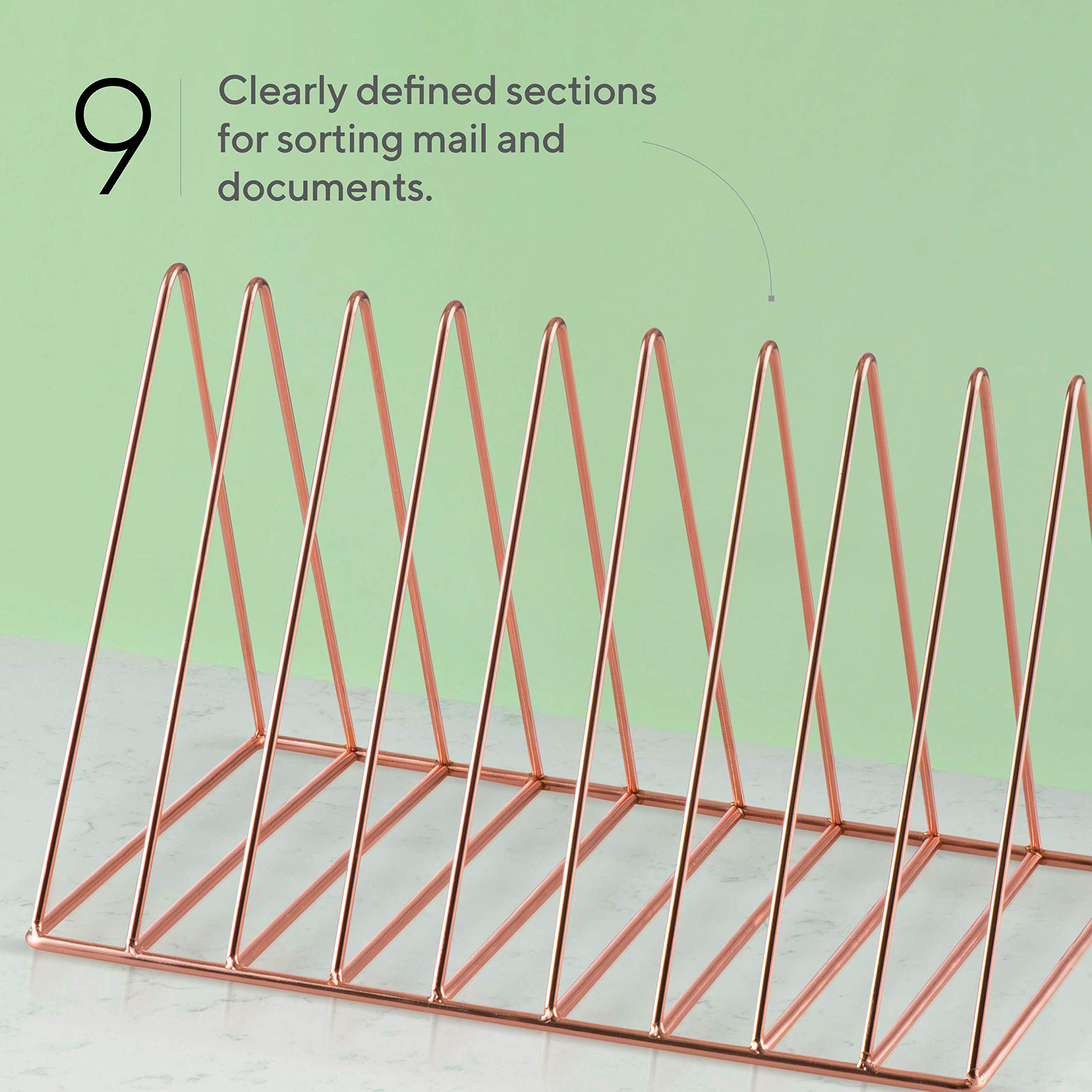 Mindspace Rose Gold Wire Magazine Holder - Desk Organizer for Mail, Papers & Office Supplies | Stylish Desktop Accessory for Home & Office Organization | Perfect for Workstations, Study Desks & Office Decor