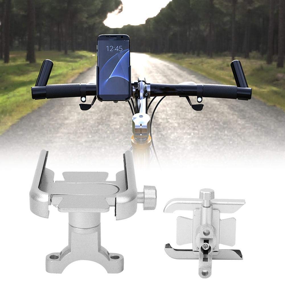 Keenso Universal Motorcycle Phone Holder - Aluminum Alloy Handlebar Mount Bracket for Cycling, Riding & Outdoor Adventures (Silver) - Perfect for GPS Navigation & Hands-Free Riding