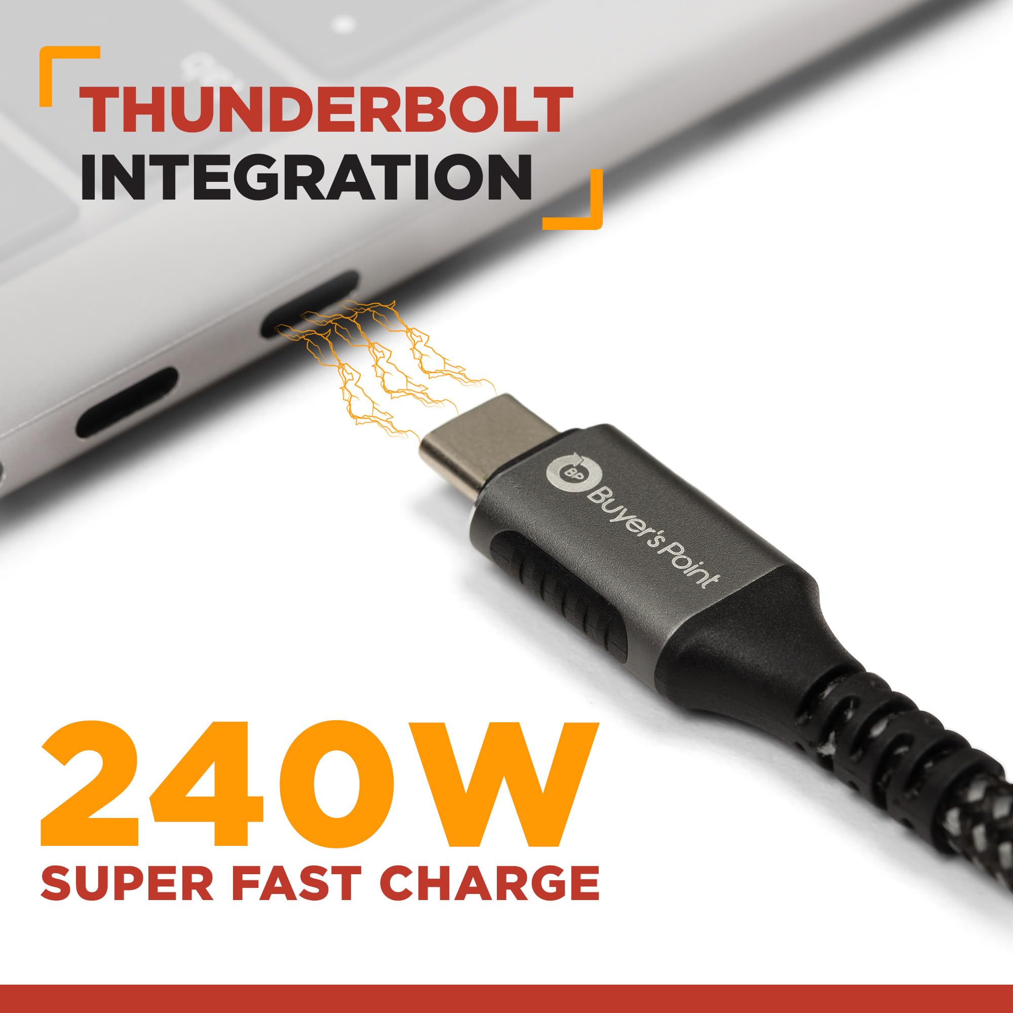 Buyer's Point USB C 4 Cable 3.3ft/1m - 40Gbps High Speed & 240W Fast Charging - Thunderbolt 4/3 & USB 4 Compatible - Supports 8K/4K Displays - Perfect for MacBook Pro, iPad Pro, Gaming & Home Theater Setup - 1 Pack