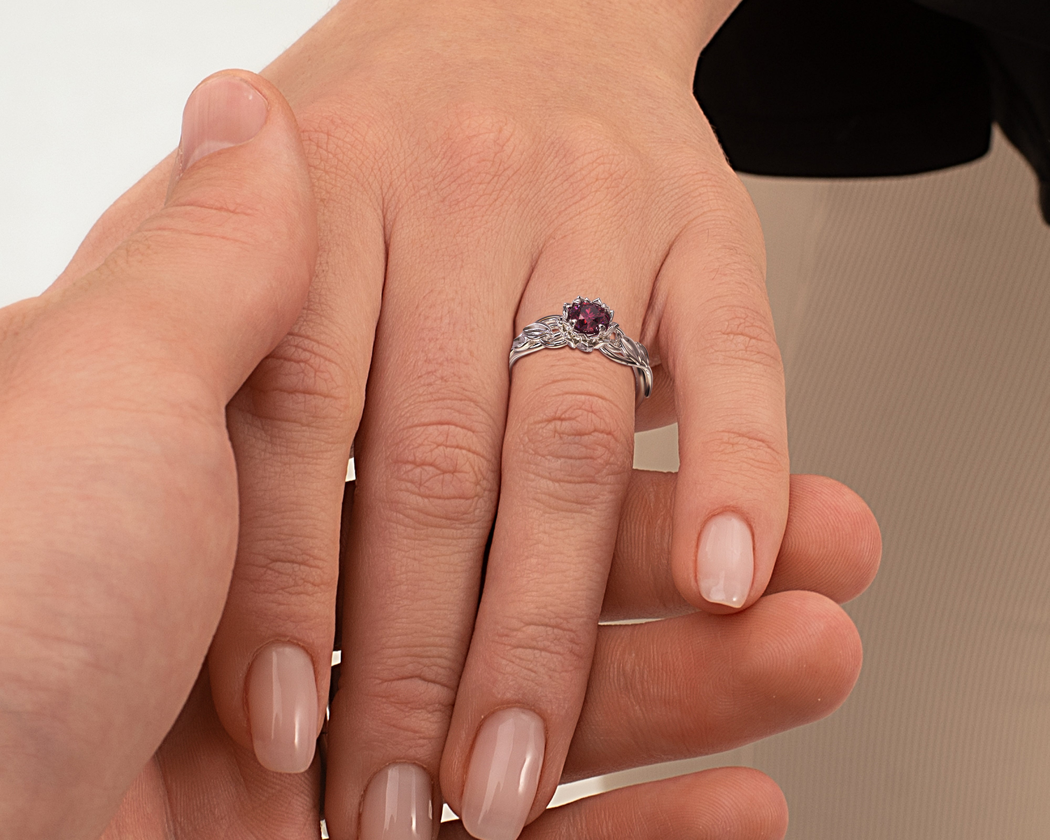 Lotus Flower Ruby Engagement Ring - Elegant & Unique Wedding Jewelry for Brides - Perfect for Proposals, Anniversaries & Special Occasions
