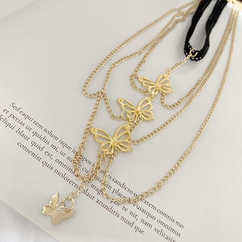 Sexy Women's Body Chain Jewelry with Wavy Snake & Butterfly Pendant - Layered Leg Chain Necklace for Parties, Beach & Festival Outfits