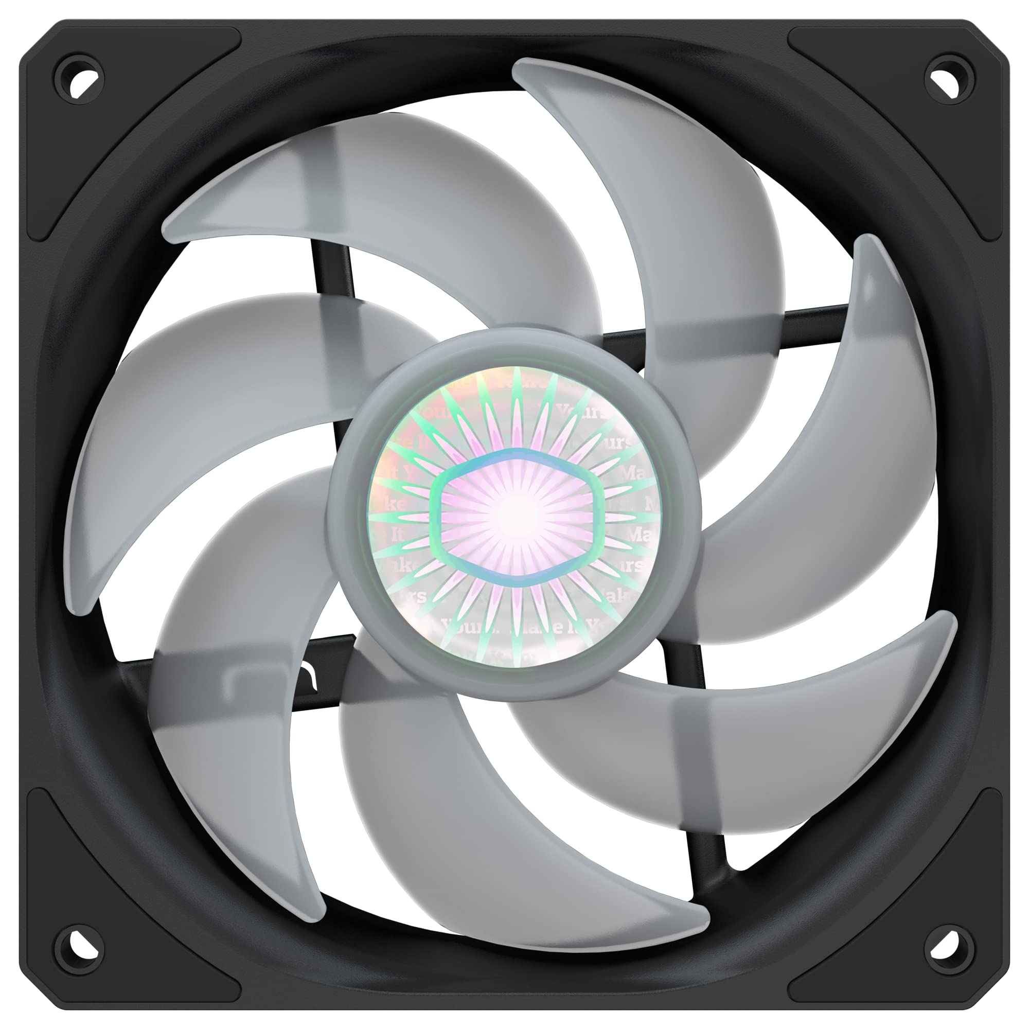 Cooler Master SickleFlow 120 V2 ARGB 3-in-1 Square Frame Fan - 120mm PWM PC Case & Liquid Radiator Cooling Fan with Customizable 3-Pin ARGB LEDs, Air Balance Curve Blades & Sealed Bearing | Perfect for Gaming PC Builds, High-Airflow Cases & Water Cooling Systems