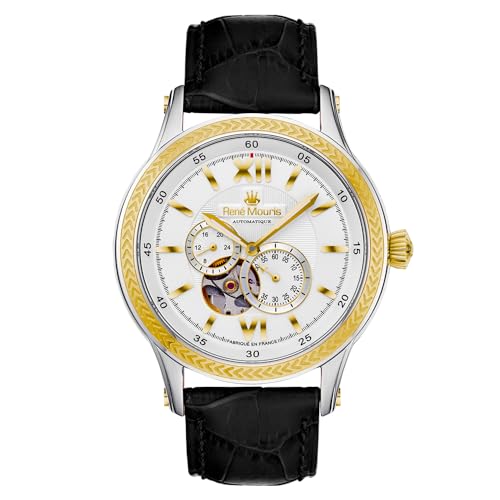 Silver Dial - Gold Silver Case - Black Strap - Gold Applique