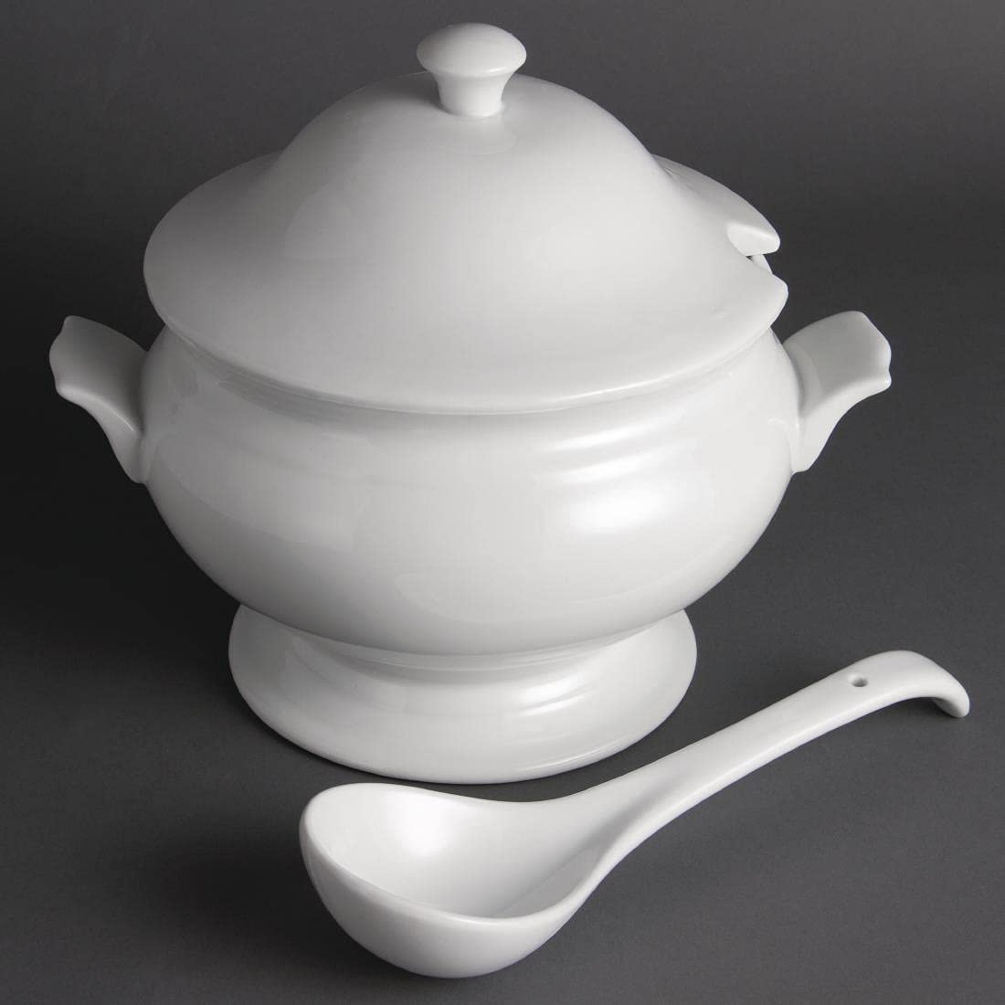 25L (88Oz) Soup Tureen with Lid & Ladle - 227x250mm Large Serving Bowl for Restaurants, Catering & Family Gatherings - Perfect for French Onion Soup, Chili & Stew Serving