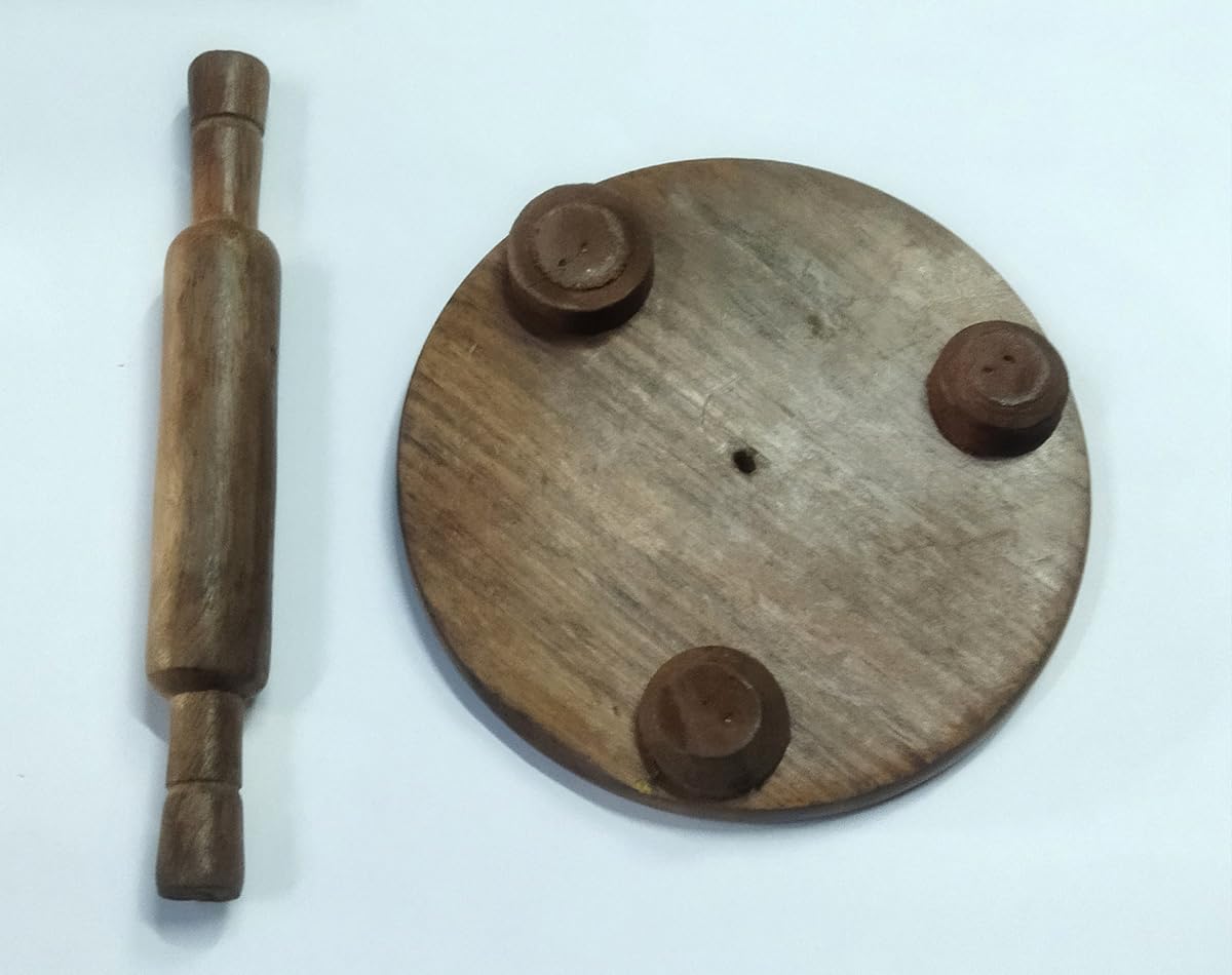 Best Wooden Roti Roller & Rolling Pin Board for Kids - Safe Chapati Maker for Toddlers 3+ Years - Perfect for Pretend Play & Learning to Cook