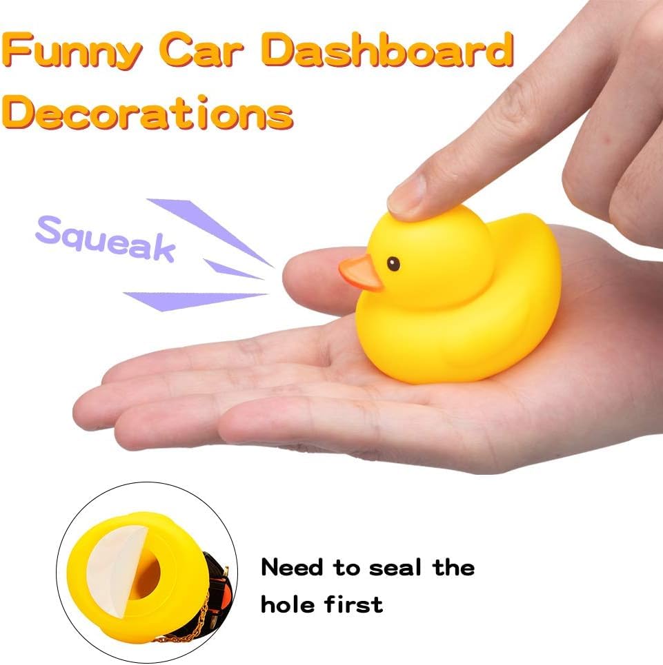 2Pcs Rubber Duck Car Ornaments - Squeeze Duck Dashboard Decor for Cars, Motorcycles & Bicycles | Fun Dashboard Accessories for Road Trips, Commuting and Cycling Adventures