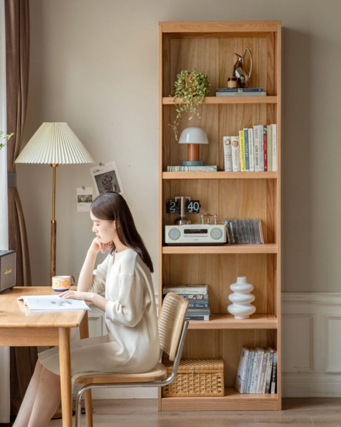 Solid Oak and Ash Wood Bookcase - Sturdy Bookshelf for Home, Office & Library - Perfect for Organizing Books, Decor & Storage