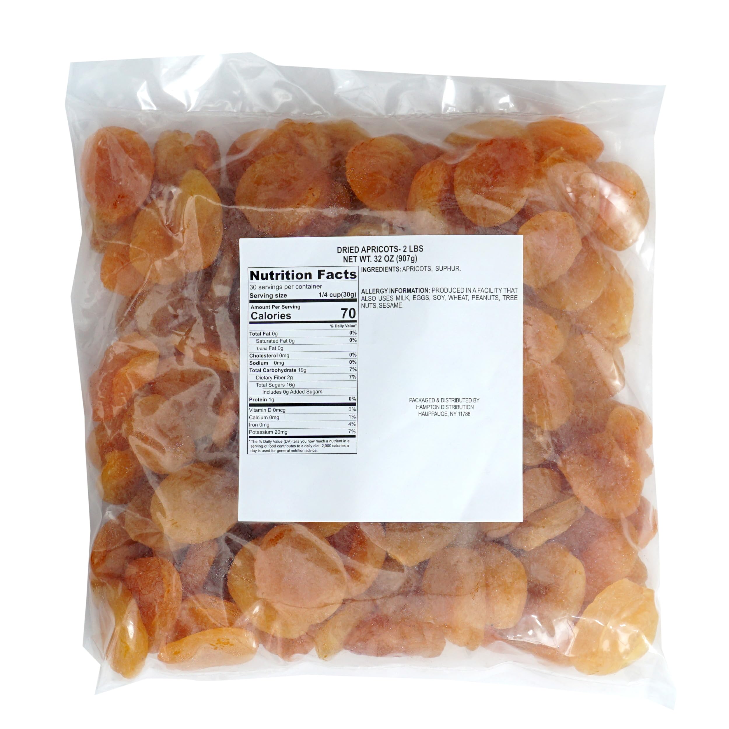 Organic Dried Apricots 2lb Bag - No Sugar Added, Non-GMO, Unsulfured - Healthy Snack for Hiking, Baking & Gift Baskets - The Hampton Popcorn & Candy Company
