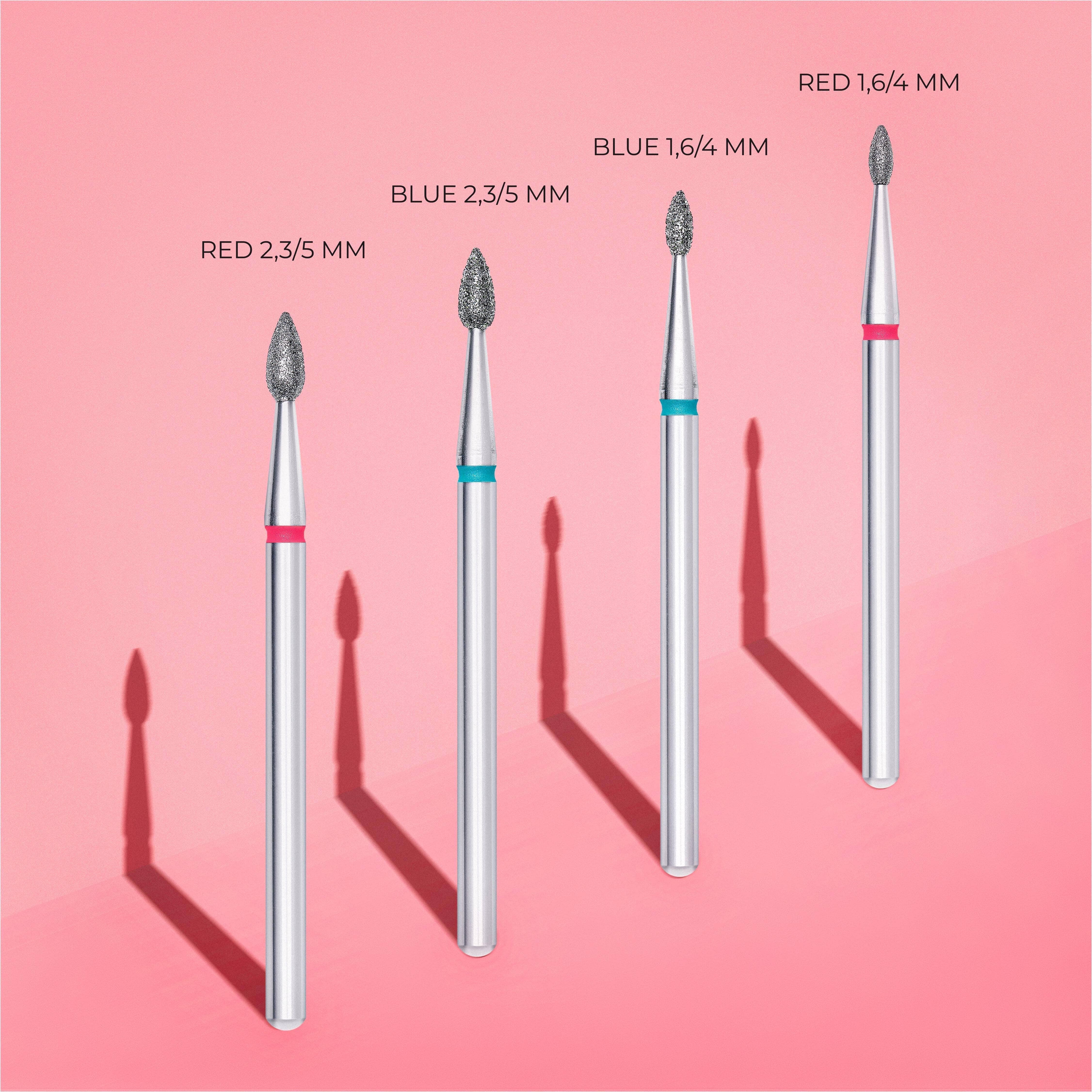 Staleks Professional Diamond Nail Drill Bit 1.6mm - Red Drop Shape for Acrylic & Gel Nails - Perfect for Nail Salons & Home Manicures