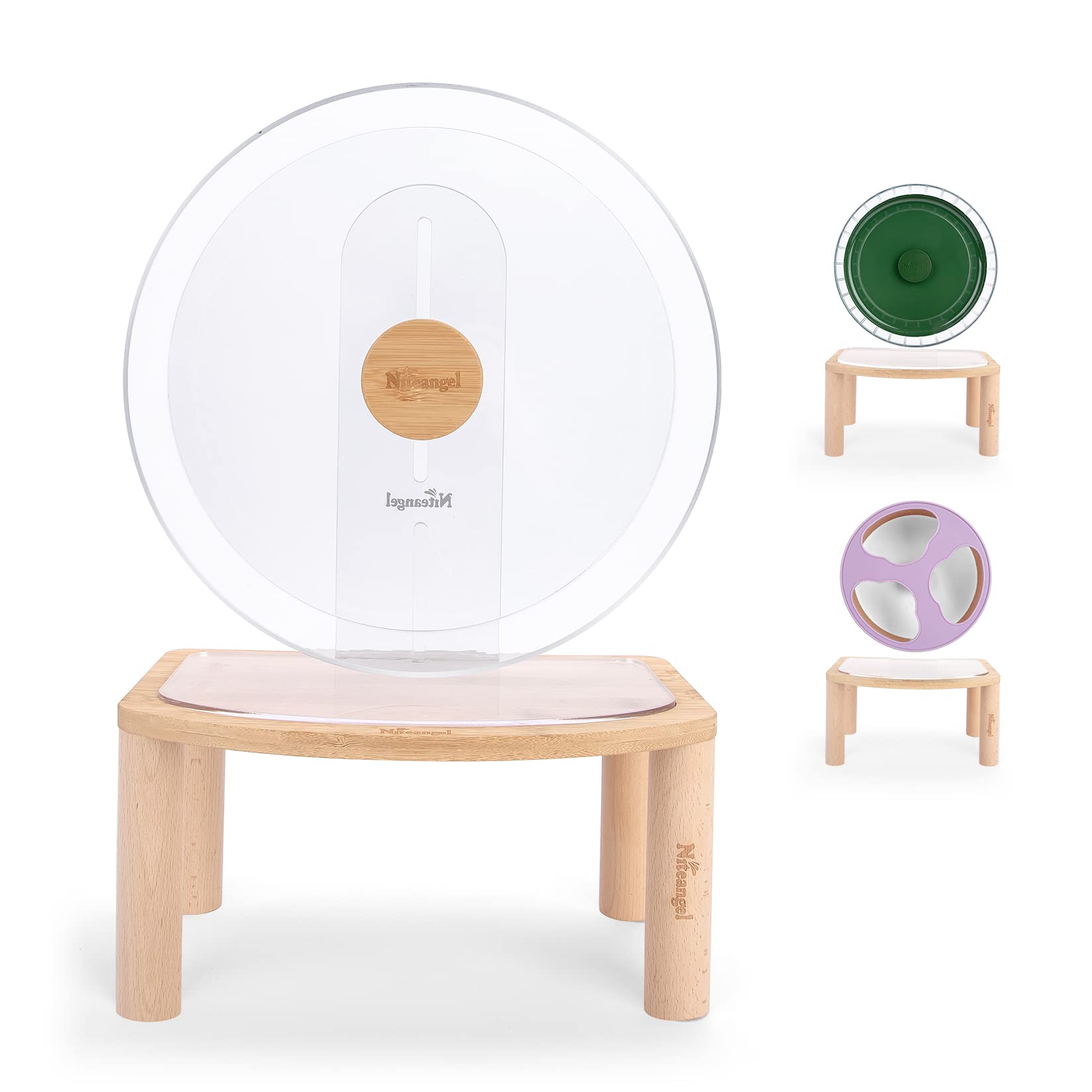 Niteangel 10-Inch Super-Silent Hamster Exercise Wheel with Platform - Quiet Spinner Running Wheel for Hamsters, Gerbils & Mice - Adjustable Stand for Small Pets - Perfect for Nighttime Play & Cage Enrichment