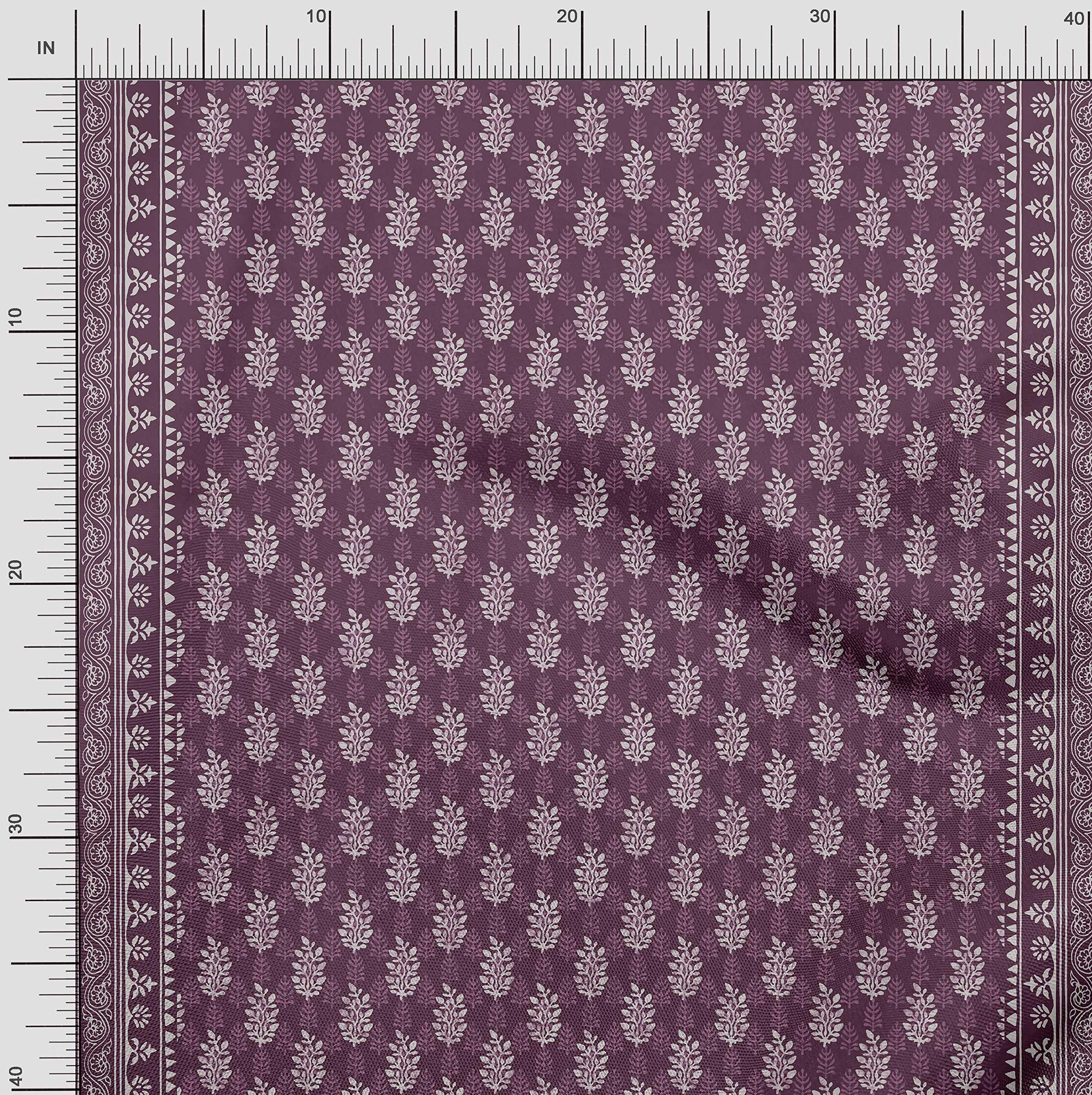 Soimoi Moss Georgette Brown Fabric by The Yard - 42 Inch Wide Printed Leaves Panel for Dresses, Curtains & Home Decor - Serene Nature Inspired Fabric for DIY Sewing Projects
