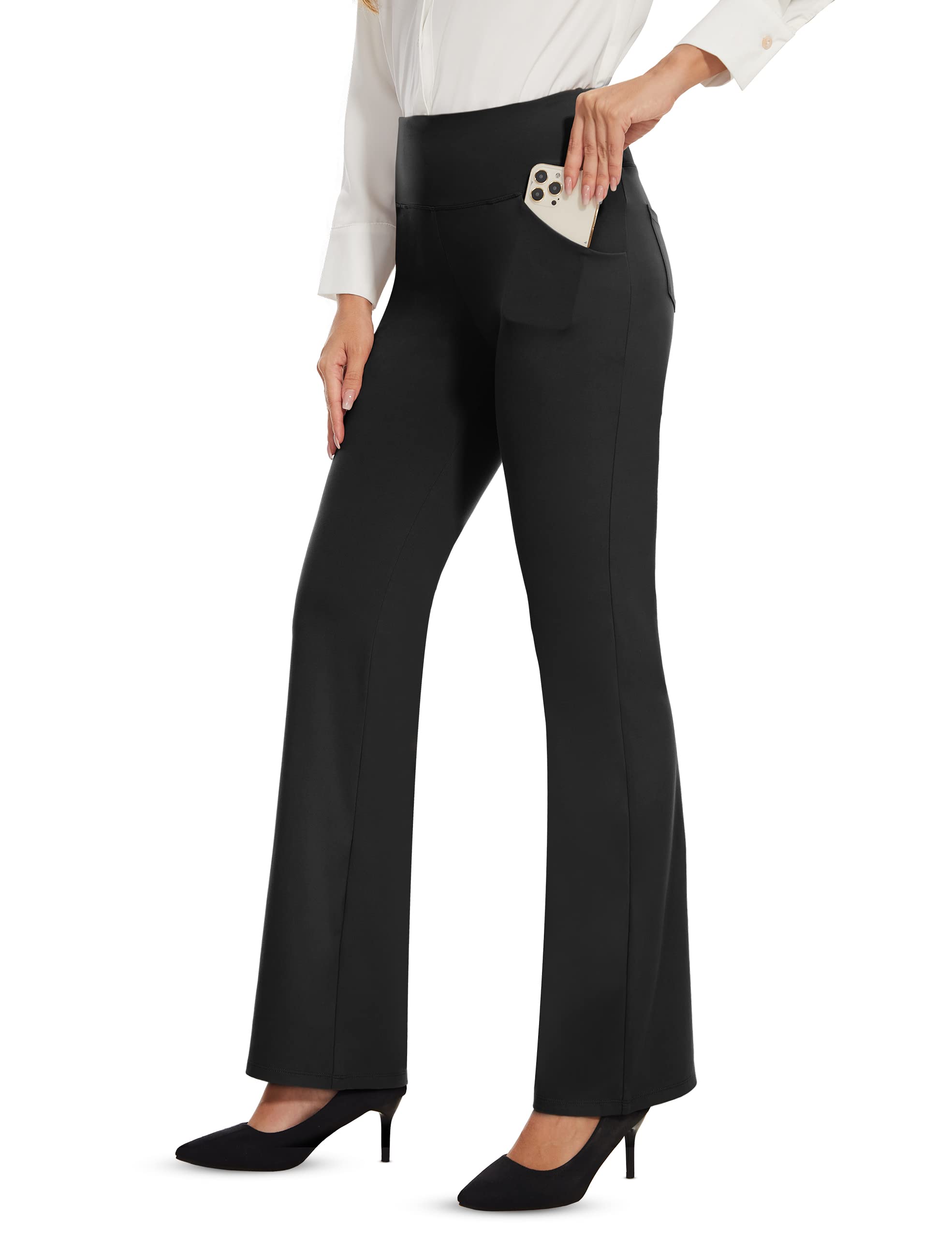 Desol Flare Leggings for Women - High Waisted Bootcut Yoga Pants with Pockets, Tummy Control Bootleg Work Pants | Perfect for Yoga, Gym, Office & Casual Wear