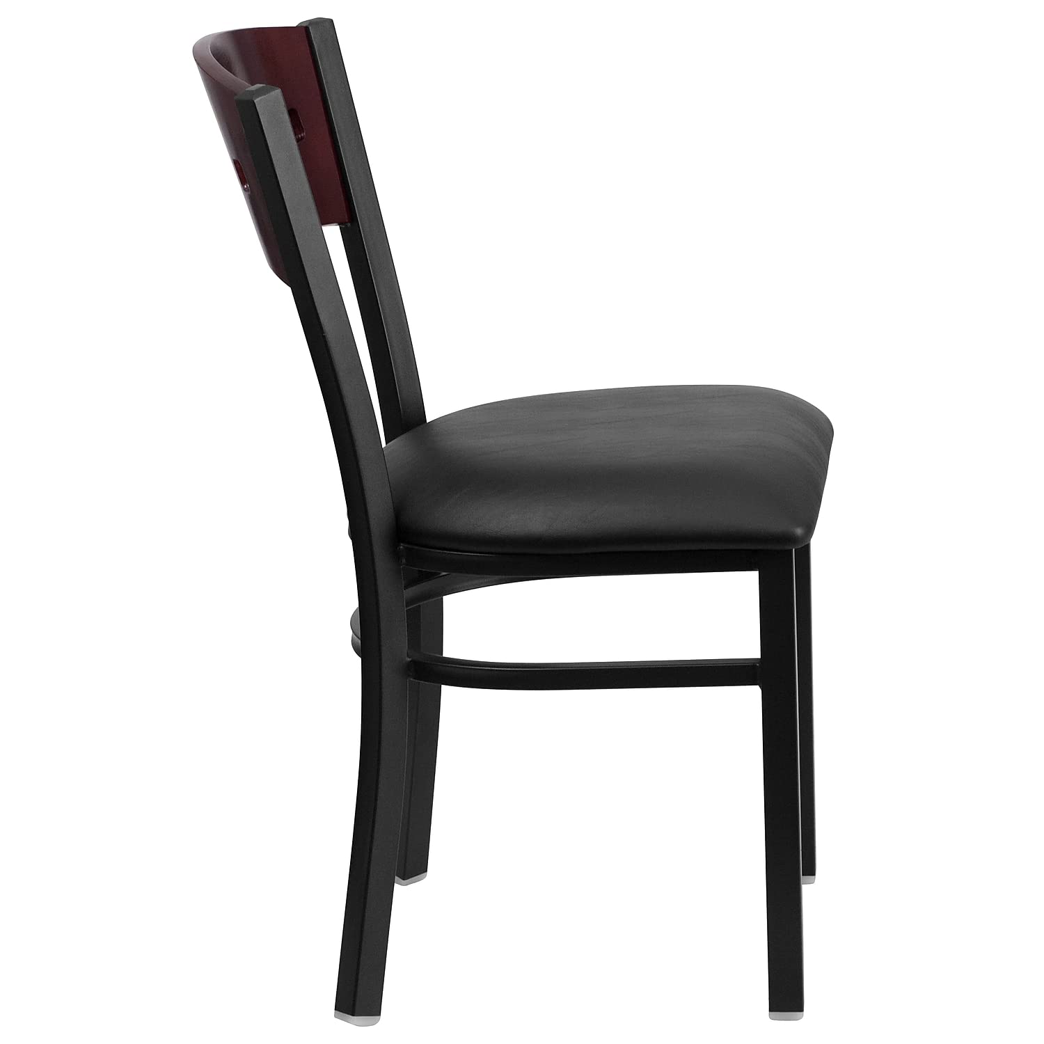 Flash Furniture 2-Pack HERCULES Series Black Metal Restaurant Chairs with Mahogany Wood Back & Vinyl Seat - Heavy Duty Commercial Dining Chairs for Restaurants, Cafes, and Home Kitchens
