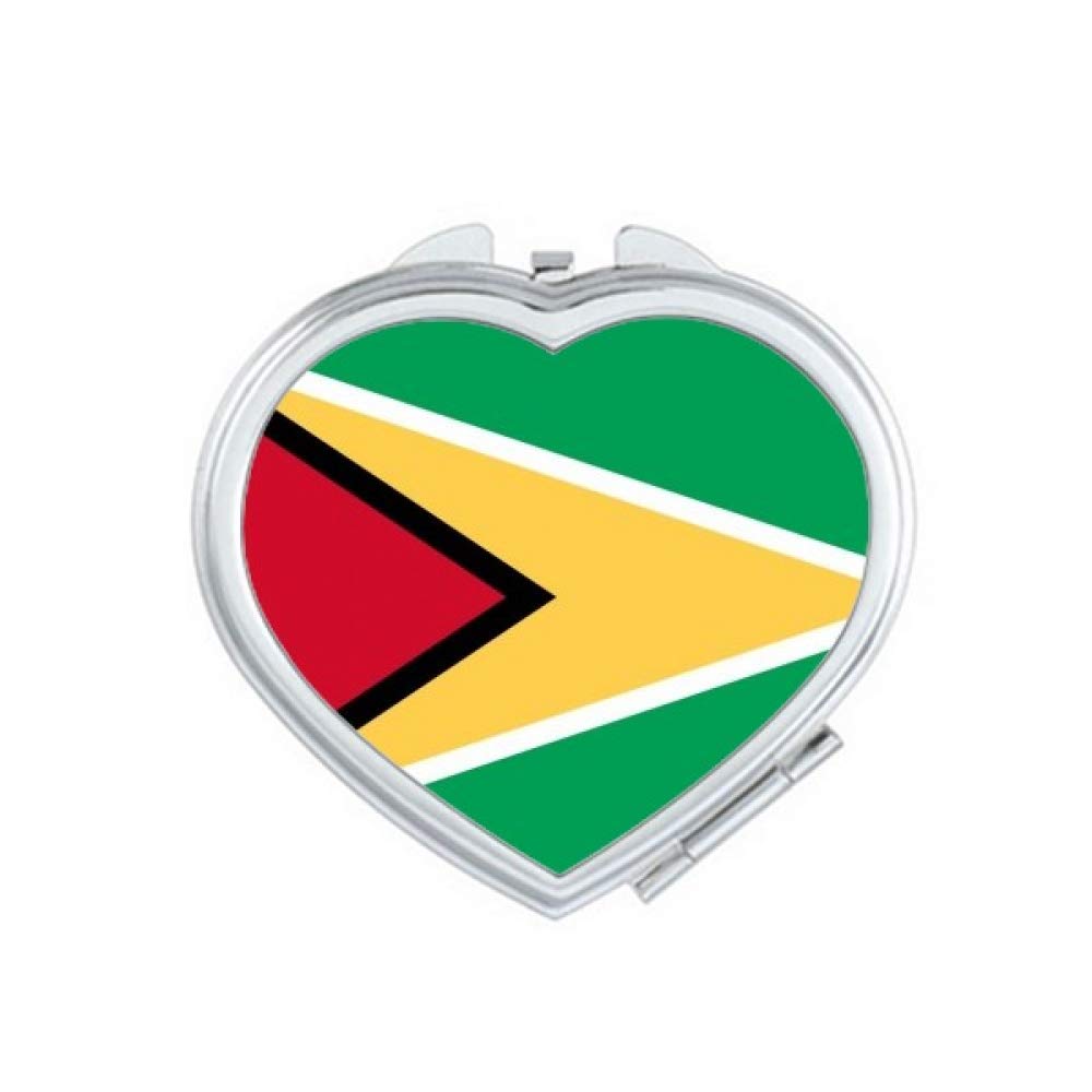 Guyana National Flag - South America Country Mirror with Magnification, Portable Handheld Pocket Makeup Mirror for Travel & Daily Use
