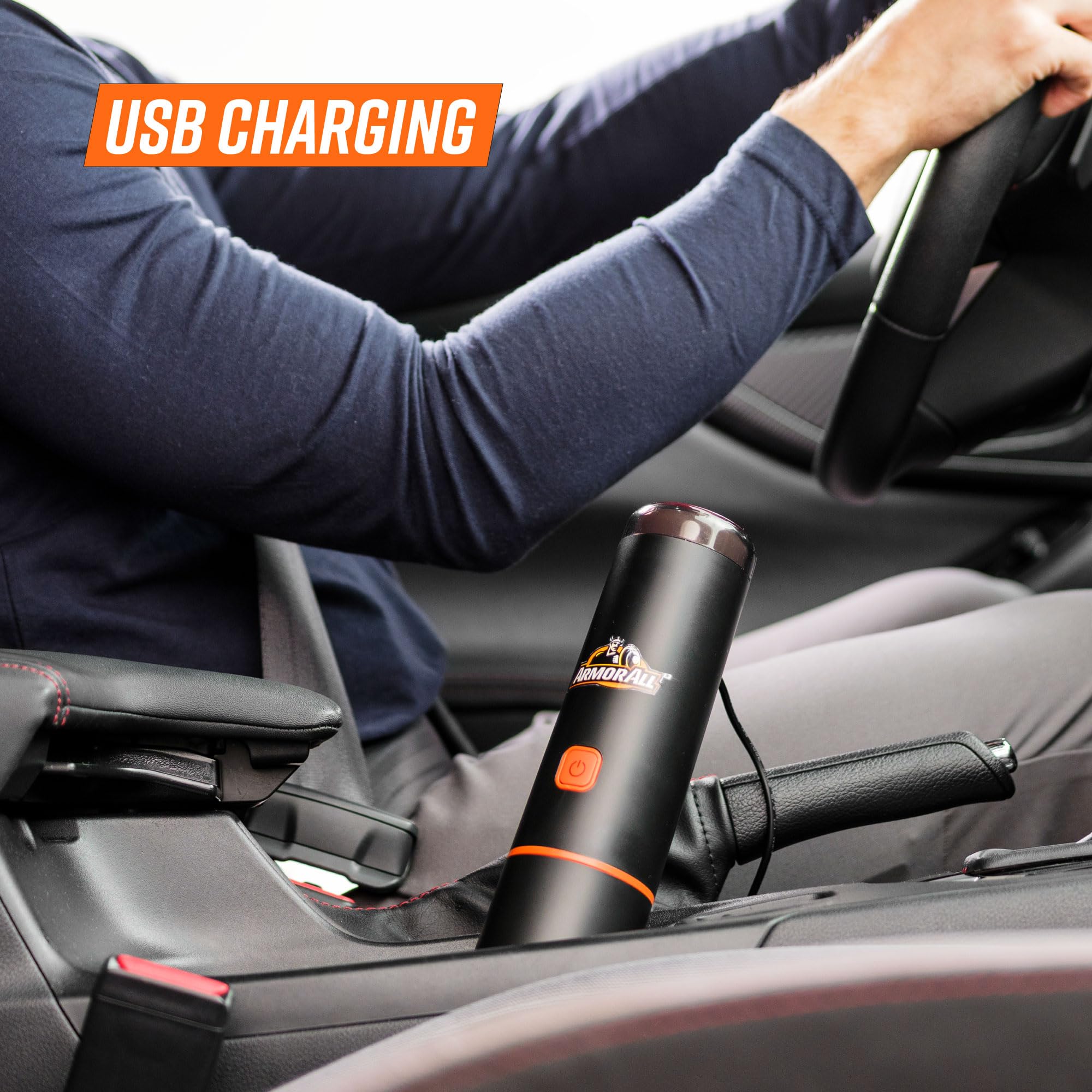 Armor All AA07V2 0901 Cordless Handheld Car Vacuum Cleaner - Powerful 12V Mini Vacuum for Car Interior, Home & Office Use - Orange Portable Vacuum for Pet Hair, Crumbs & Dust Cleaning