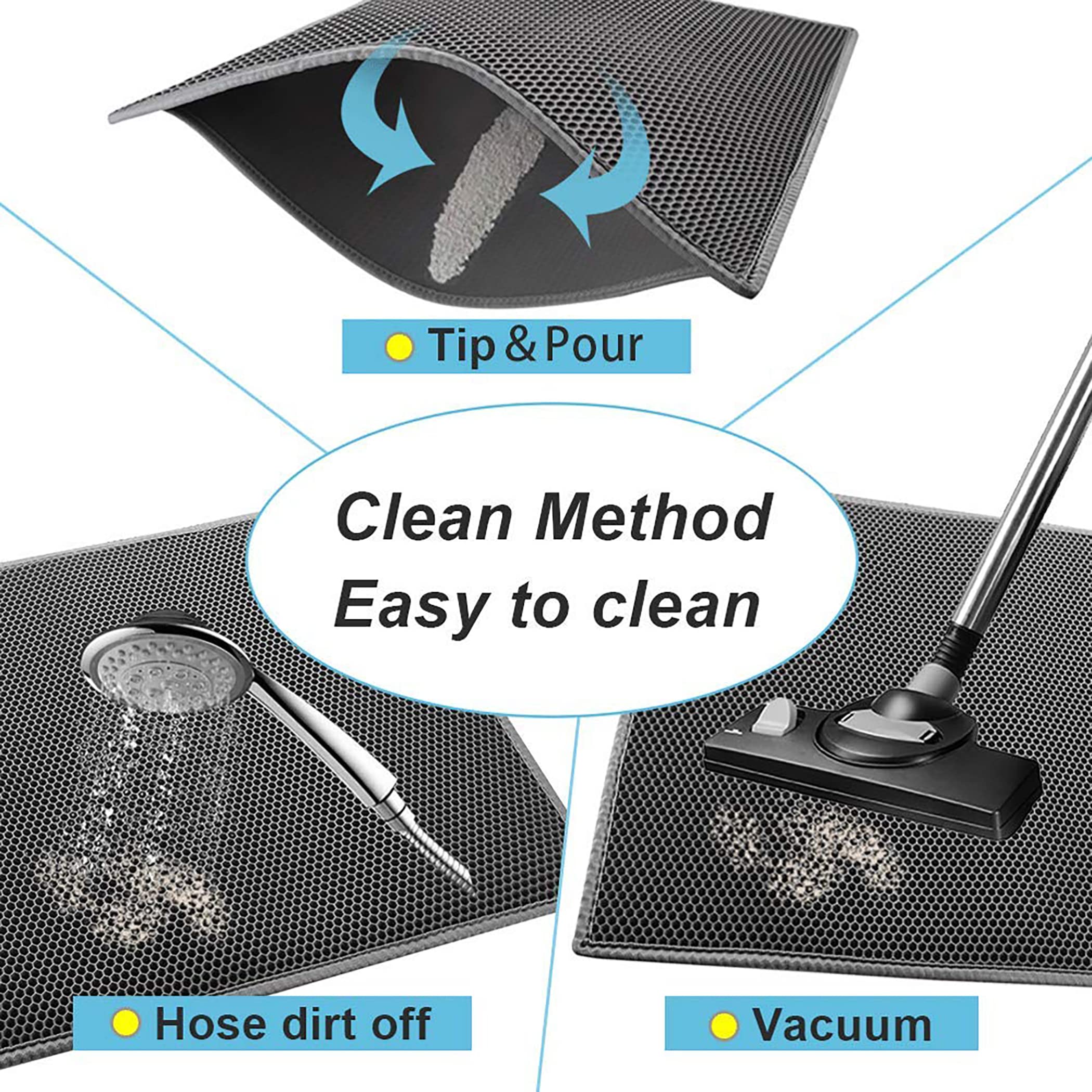 **Premium Cat Litter Box Mat - Large 15x24 Inch Non-Slip Litter Trapping Mat for Floors - Easy to Clean, Absorbent & Durable (Black) - Perfect for Indoor Cats & Multi-Cat Homes**