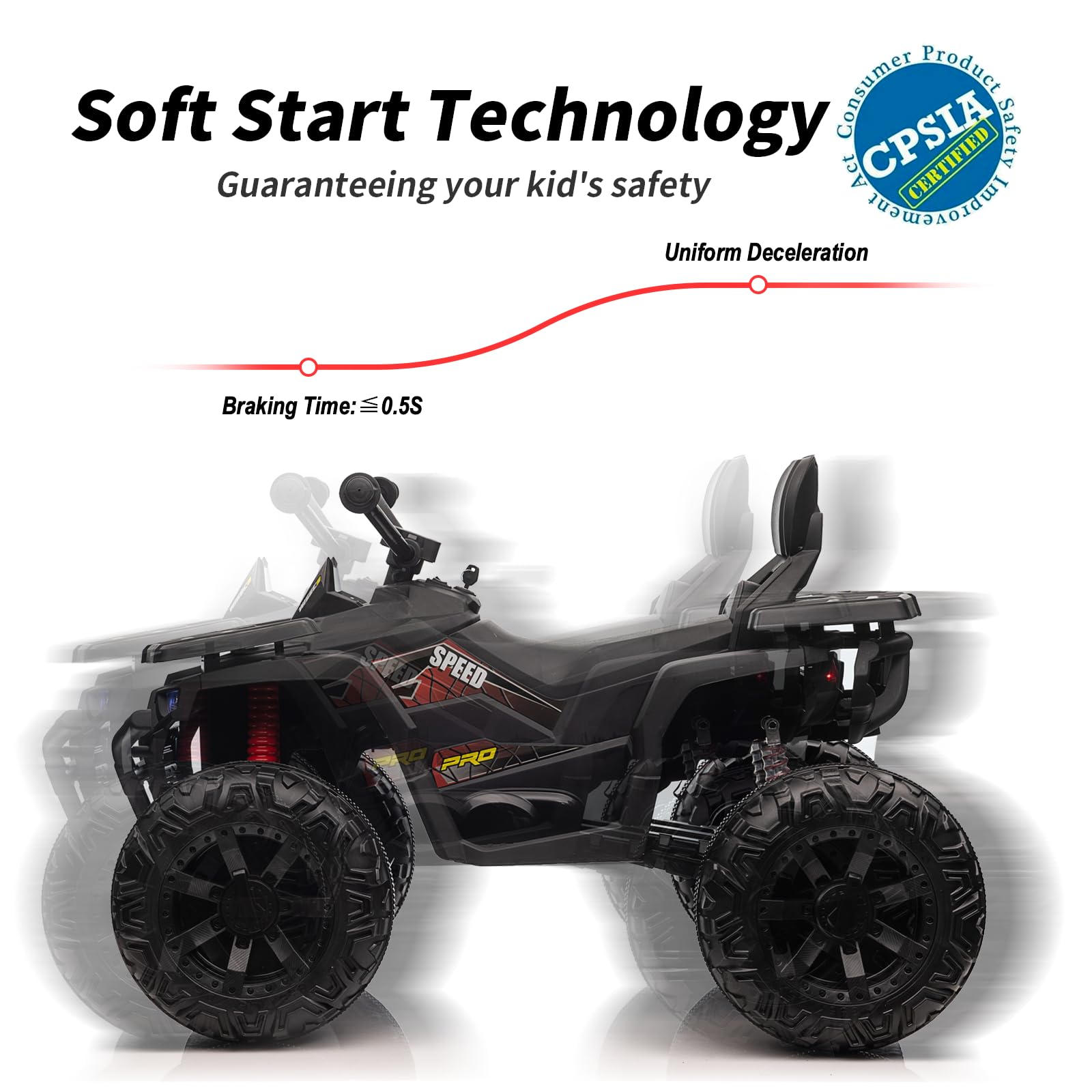 24V Kids ATV 4 Wheeler - 400W Motor Electric Ride On Toy Car for Big Kids, 2 Seater Black - Perfect for Outdoor Play, Backyard Adventures & Off-Road Fun
