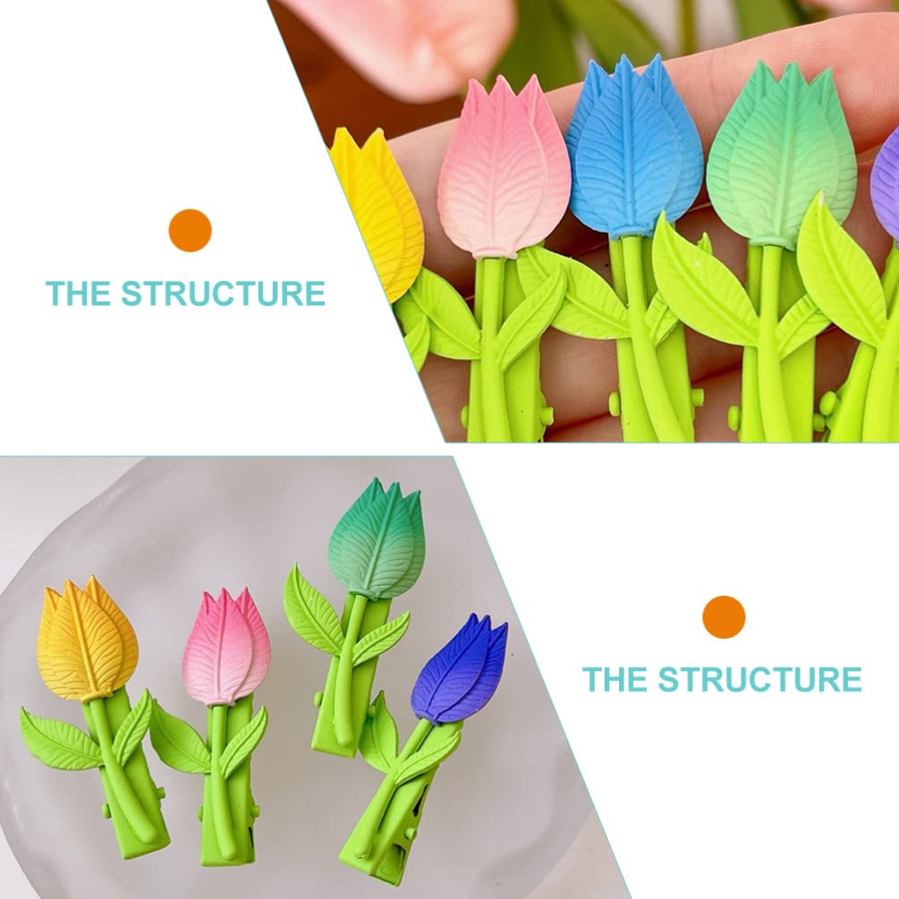 5pcs Tulip Hair Clips for Women & Girls - Floral Hair Accessories with Artificial Flowers - Perfect for Weddings, Parties & Everyday Style