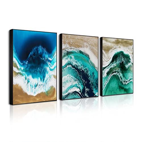 Modern Abstract Canvas Wall Art Set of 3 - Aluminum Alloy Framed Paintings for Living Room, Bedroom & Guest Room Decor | Perfect for Home Office & Interior Design