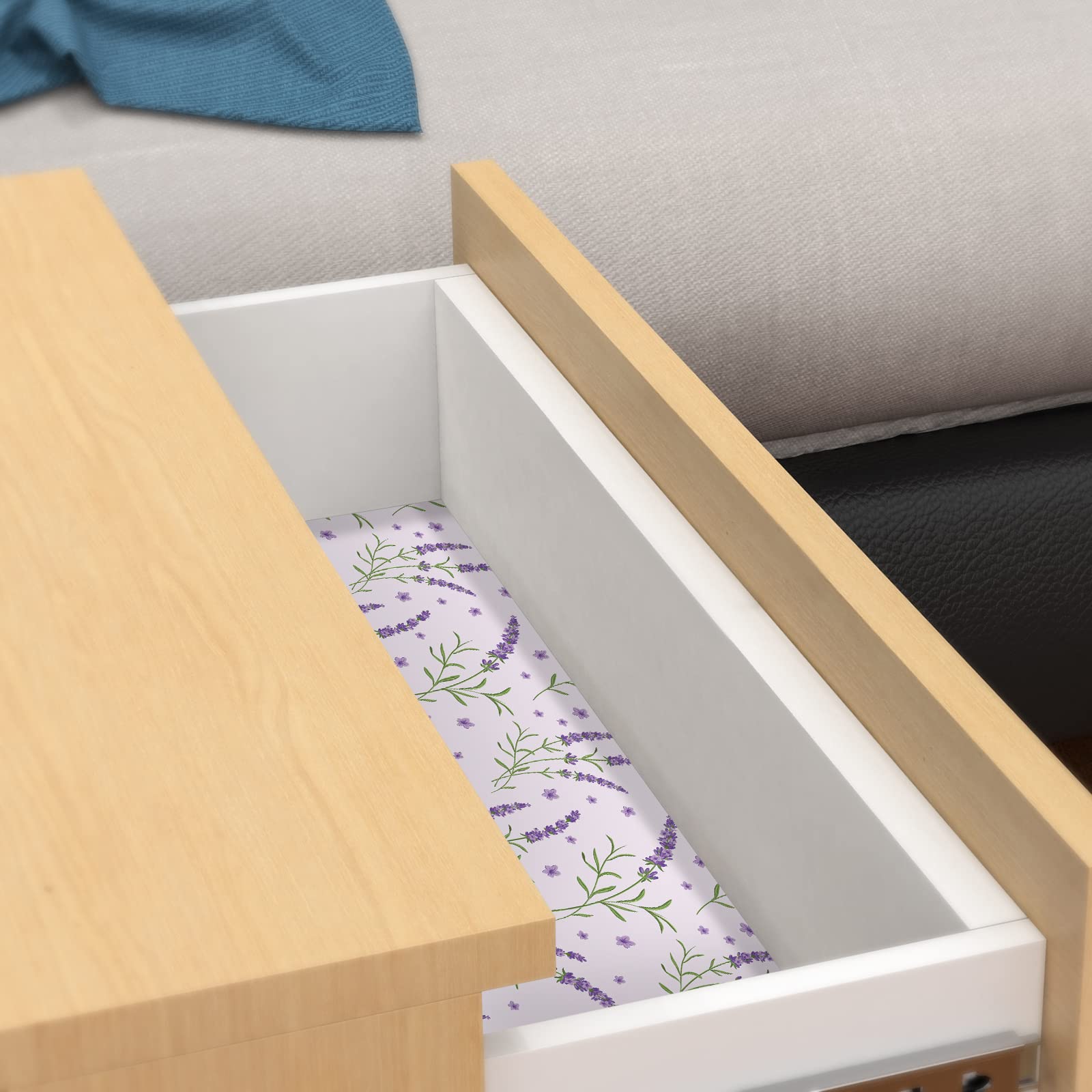 Lavender Scented Drawer Liners - 6 Pack Fragrant Shelf & Cabinet Paper Liners for Home Organization | Wardrobe, Dresser, Closet & Storage Use