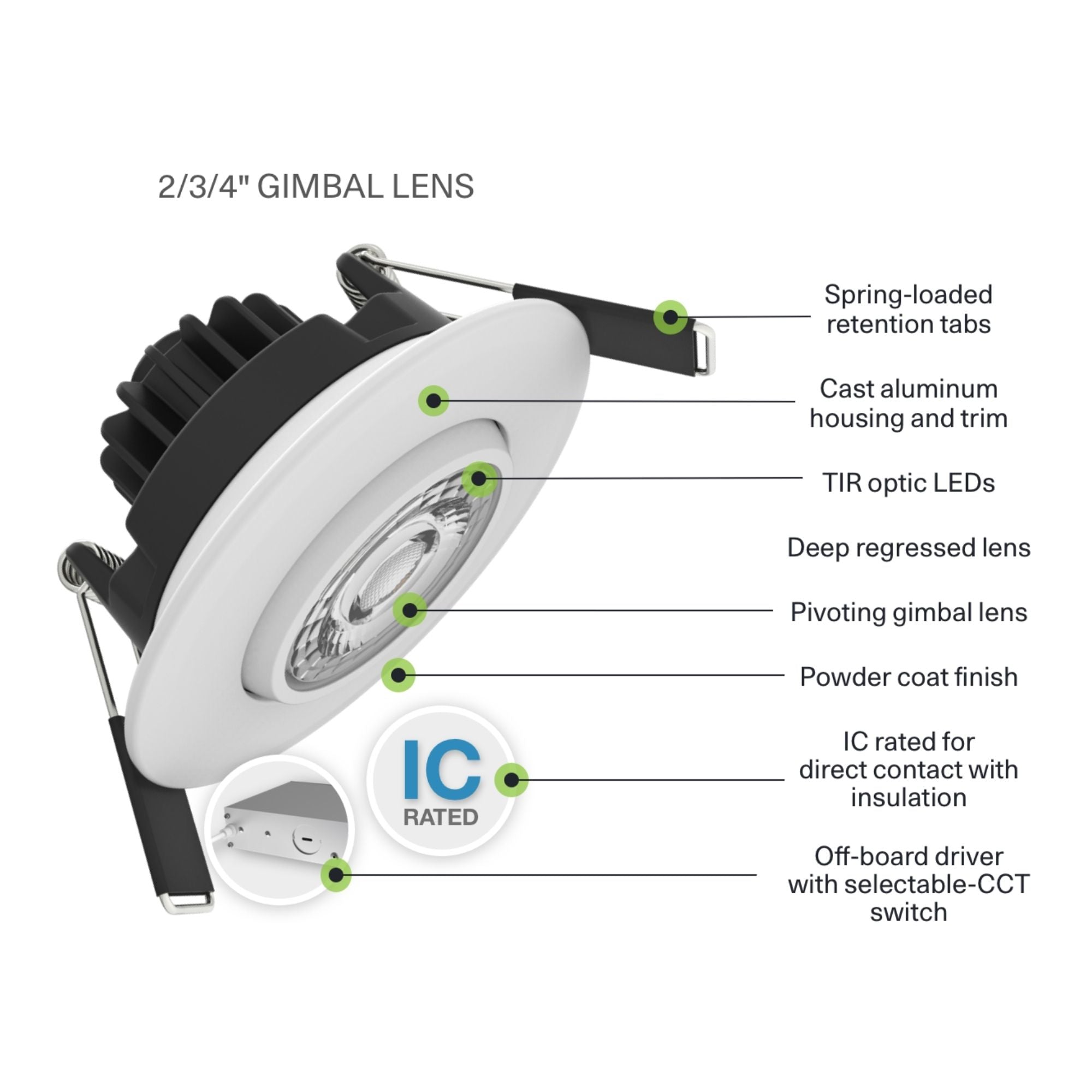 4 Pack Recessed LED Downlight with Gimbal - 1050 Lumens, 5 Color Temperatures (2700K-6500K), 38° Adjustable Spotlight, White Trim - Perfect for Kitchen, Living Room & Bedroom Lighting