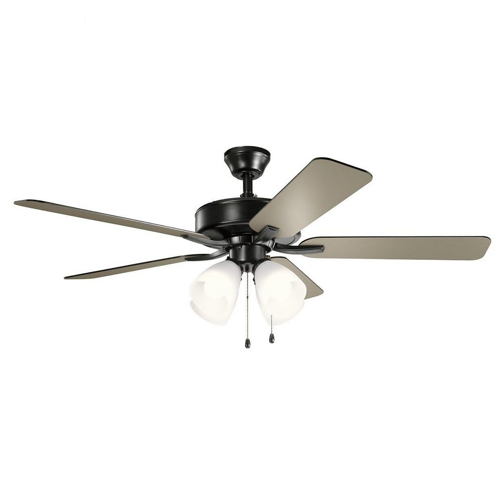 Kichler 330016MWH 52-Inch Matte White Ceiling Fan with LED Light Kit - Energy Efficient Indoor/Outdoor Fan for Living Room, Bedroom, or Patio