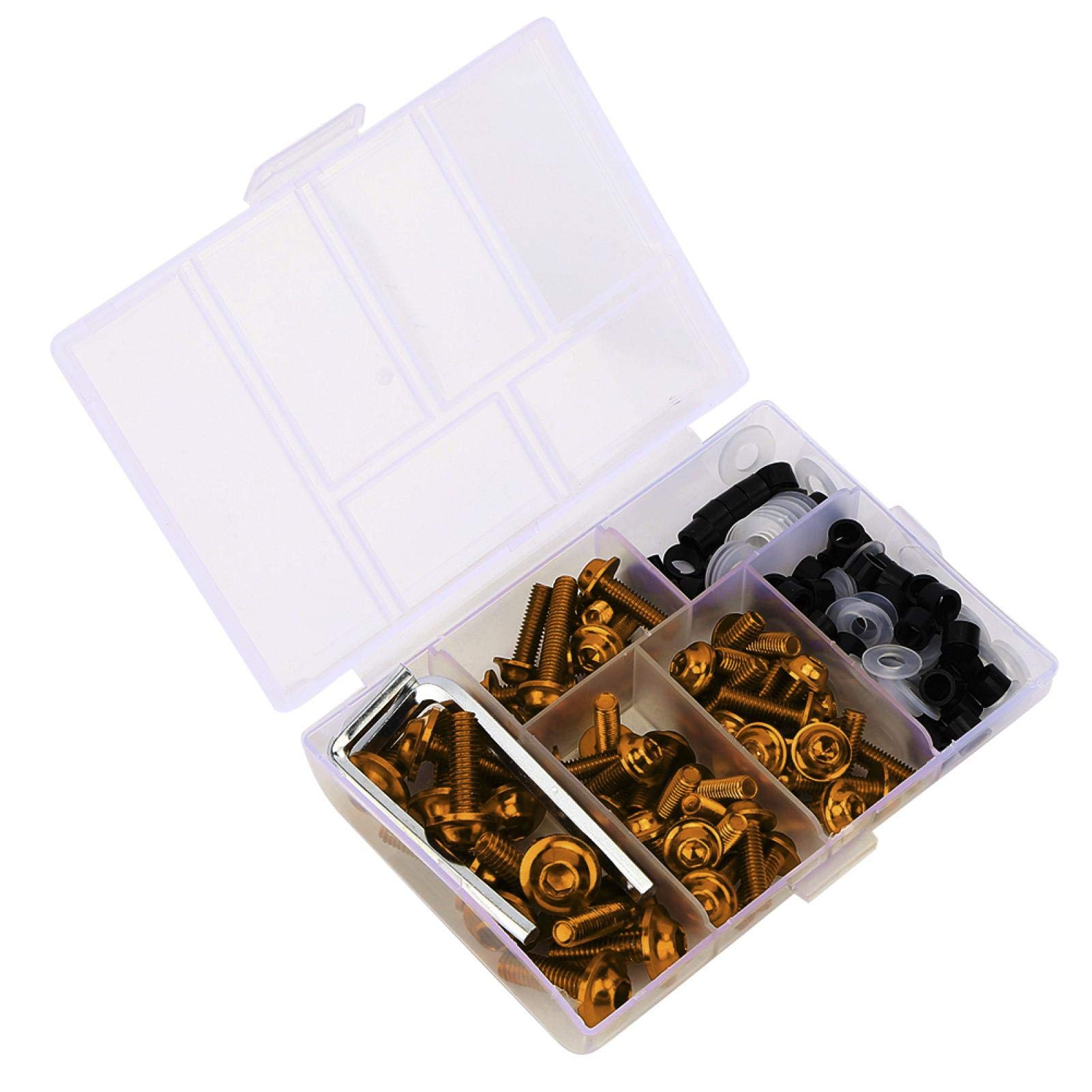 Universal Fairing Bolts Kit - 158Pcs Motorcycle Fasteners (Gold) for Bike Maintenance & Repair