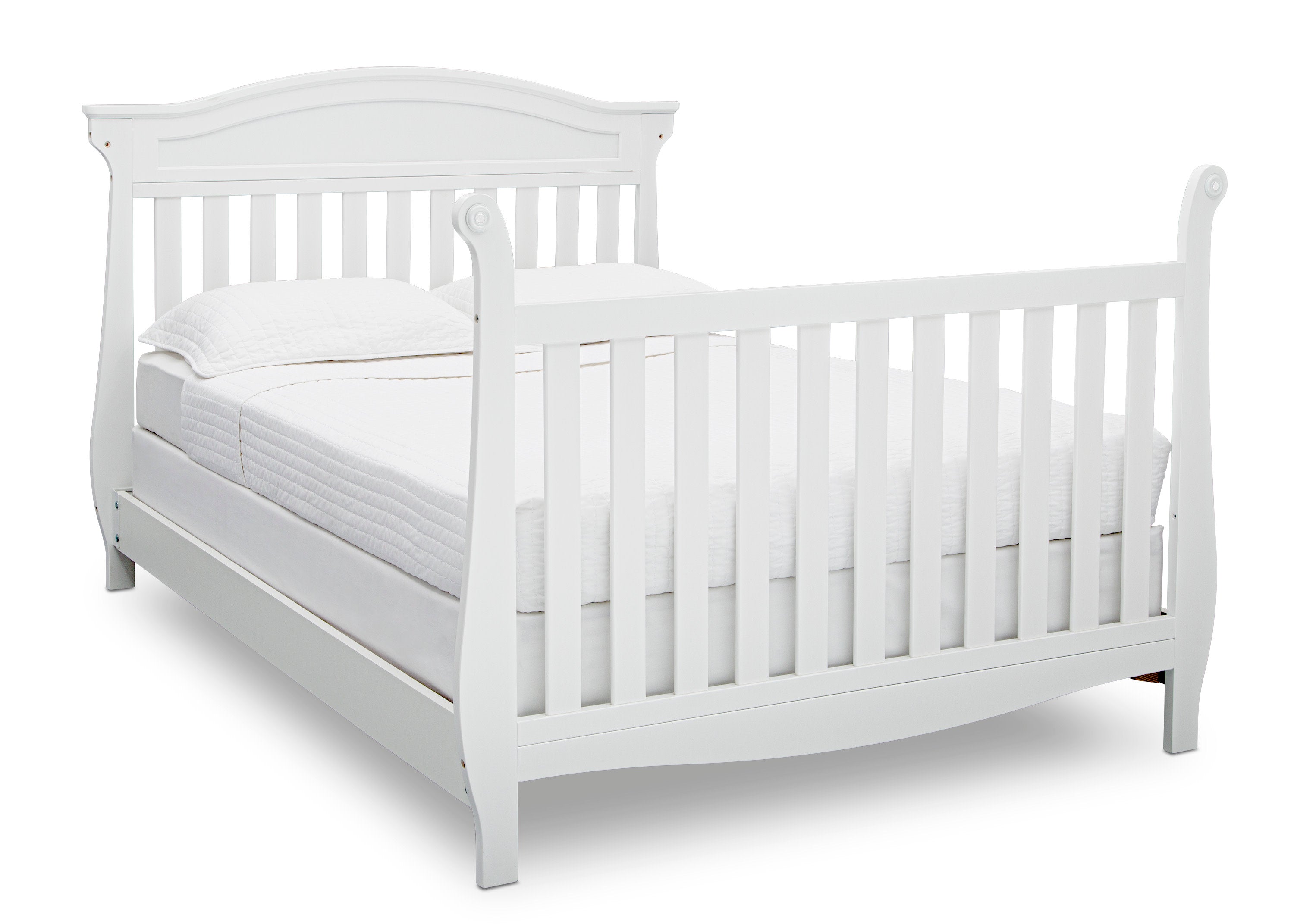 Lancaster 4-in-1 Convertible Baby Crib - White Nursery Furniture for Toddler to Full Size Bed - Perfect for Nursery, Bedroom & Guest Room
