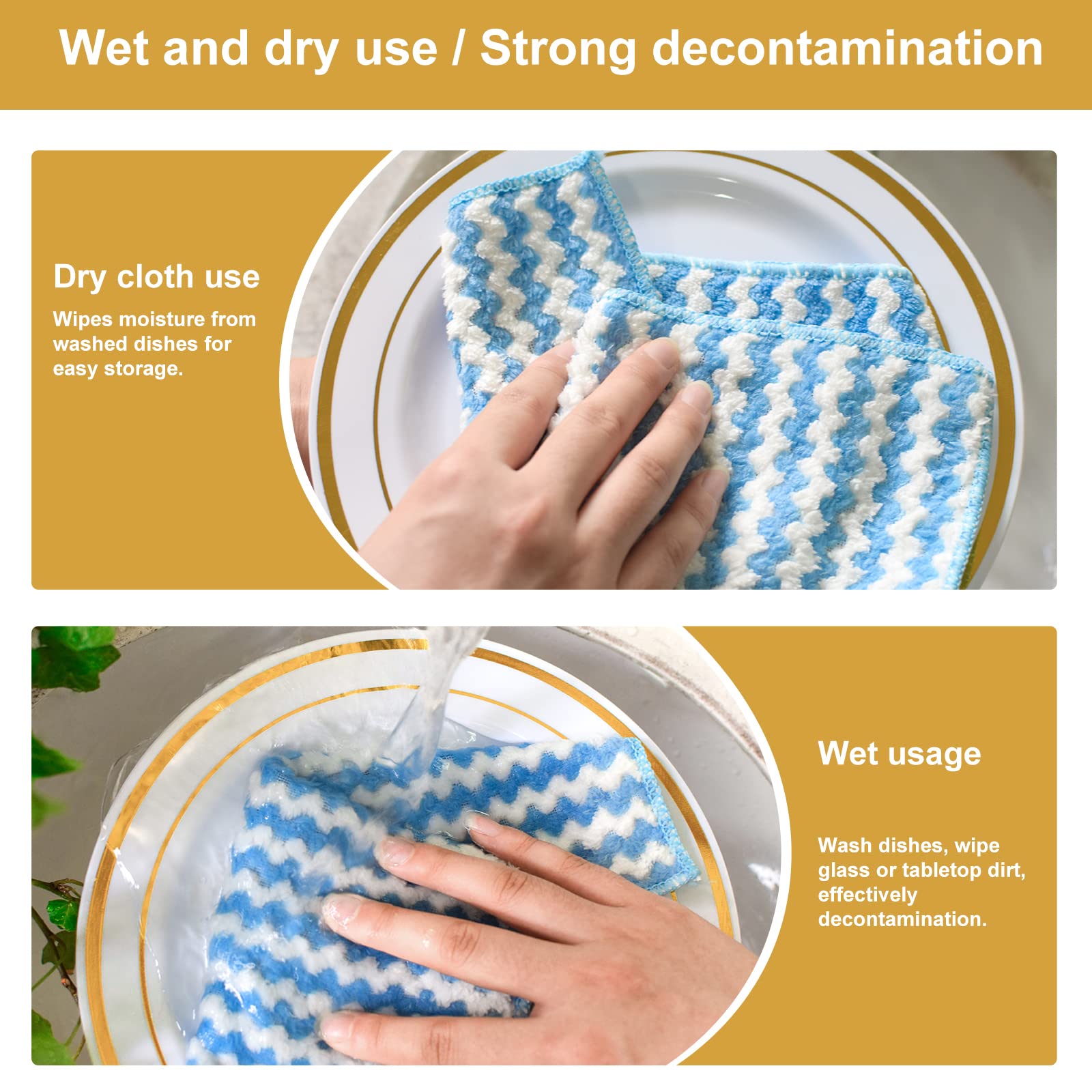Premium Microfiber Cleaning Cloths - Super Absorbent Dish Towels & Kitchen Rags for Washing Dishes, Dusting, and Household Cleaning - Ideal for Kitchen, Bathroom, and Car Detailing