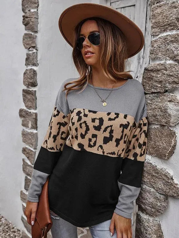 Wild Print Women's Sweater Top - Cozy Knit Pullover for Fall & Winter - Perfect for Casual Outfits, Office Wear, and Holiday Gatherings