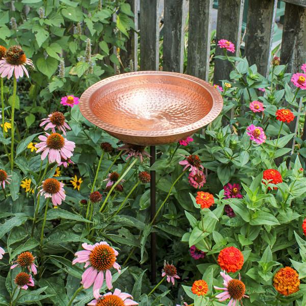 Handmade Hammered Solid Copper Birdbath Bowl - Outdoor Garden Decor for Birds - Perfect for Backyard, Patio, and Wildlife Habitat