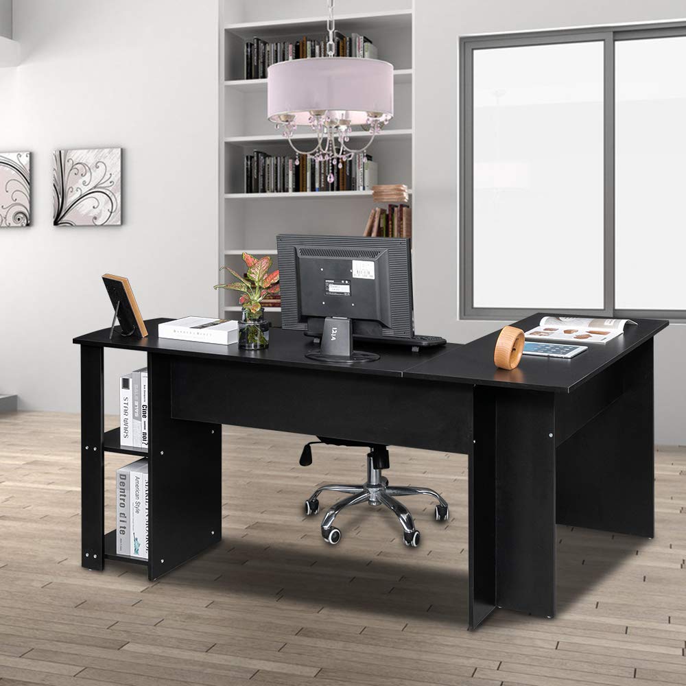 L-Shaped Computer Desk with Drawers for Small Spaces - Compact Home Office & Bedroom Corner Desk for Work & Study | Perfect for Apartments & Dorm Rooms