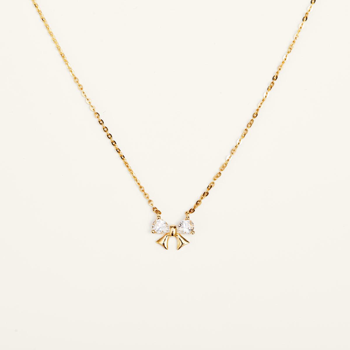 Shining Bow Gold Pendant Necklace for Women - Elegant 14K Gold Plated Jewelry Gift for Birthday, Anniversary & Valentine's Day - Perfect for Parties, Weddings & Special Occasions