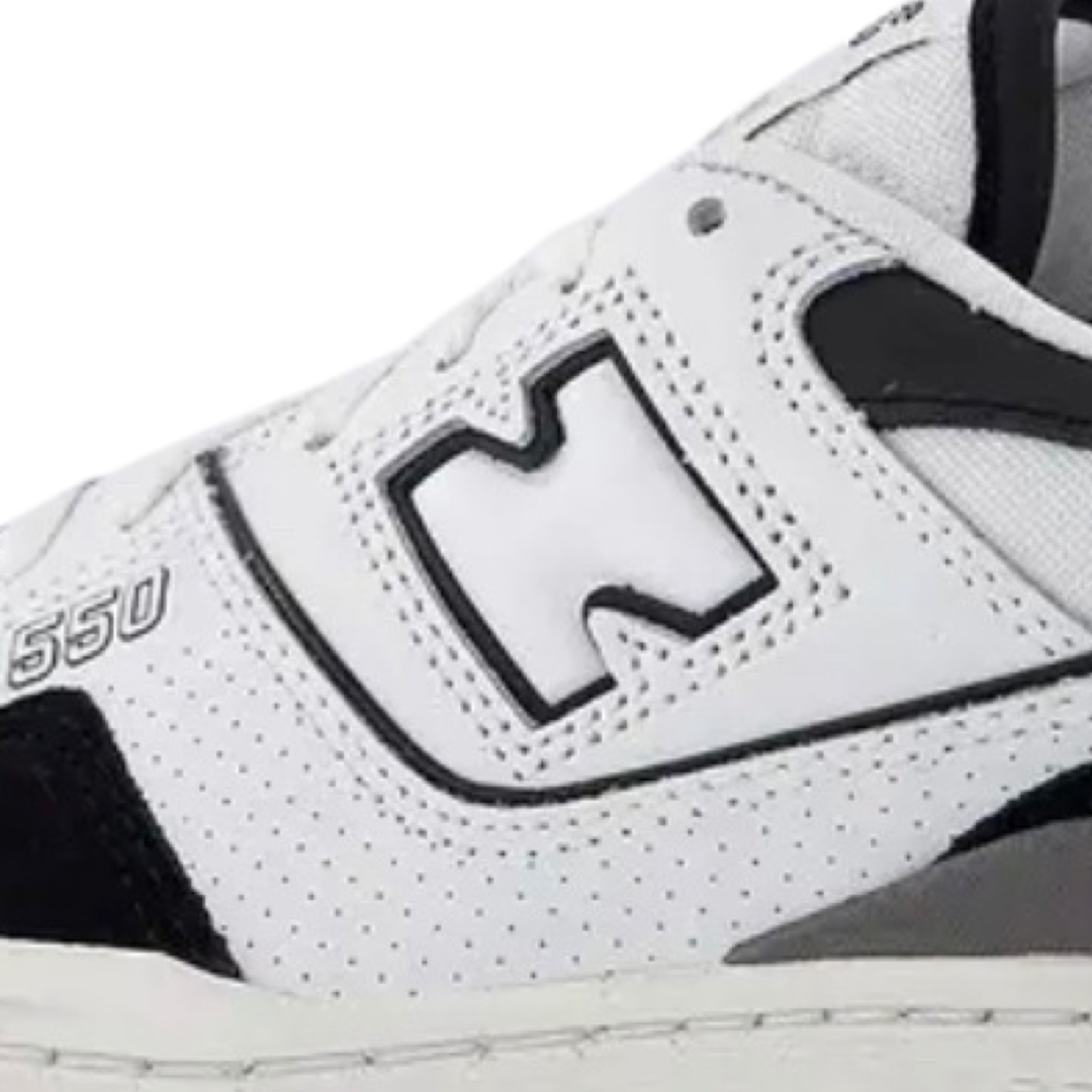 New Balance 550 Sneakers - Panda Black Toe Basketball Shoes for Men & Women | Stylish Retro Court Shoes for Casual Wear, Street Fashion & Gym Workouts