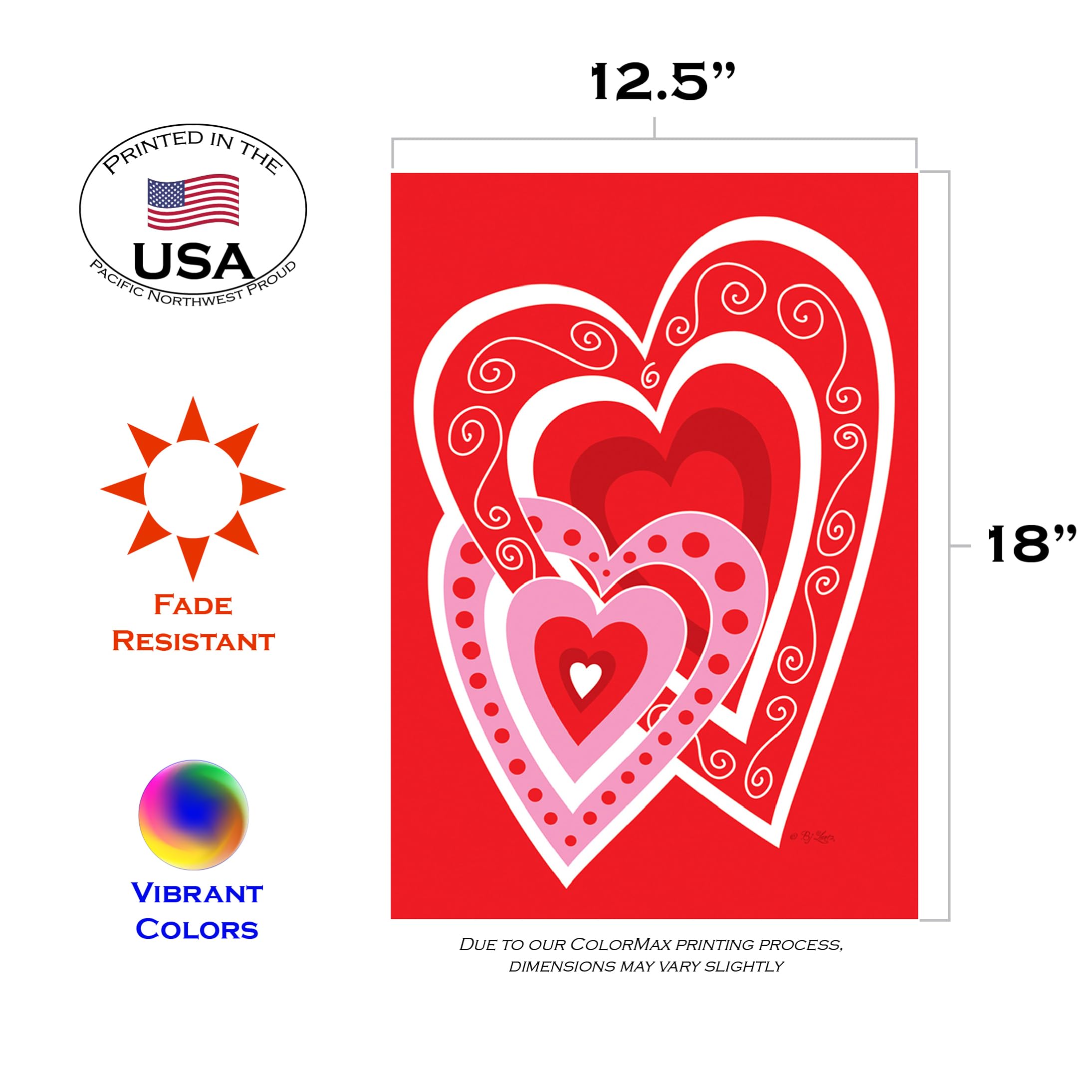 Toland Home Garden 1110411 Double Sided Valentine's Day Garden Flag - 12x18 Inch Heart Design Outdoor Yard Decoration for Valentine's Day, Housewarming, and Seasonal Home Decor