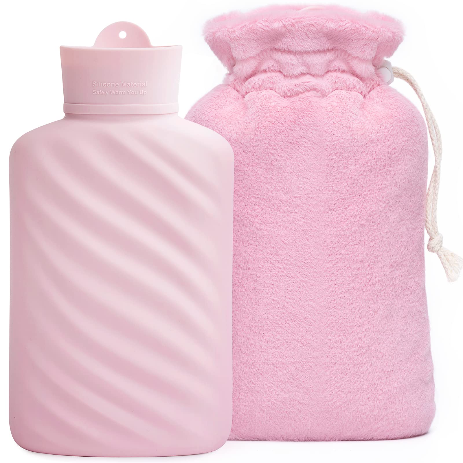 MEETRUE 1L Microwaveable BPA-Free Silicone Hot Water Bottle with Cover - Pain Relief for Cramps, Backache & Muscle Soreness - Hot & Cold Therapy for Women, Kids & Seniors - Perfect for Home, Office & Travel Use