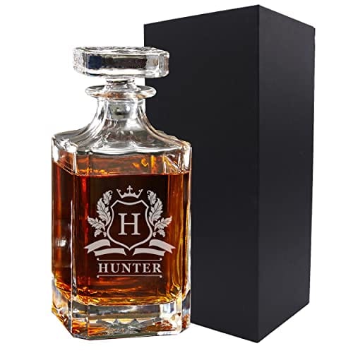 Personalized Custom Engraved Whiskey Decanter with Cavalier Design - Elegant Barware for Gifts, Weddings & Home Decor