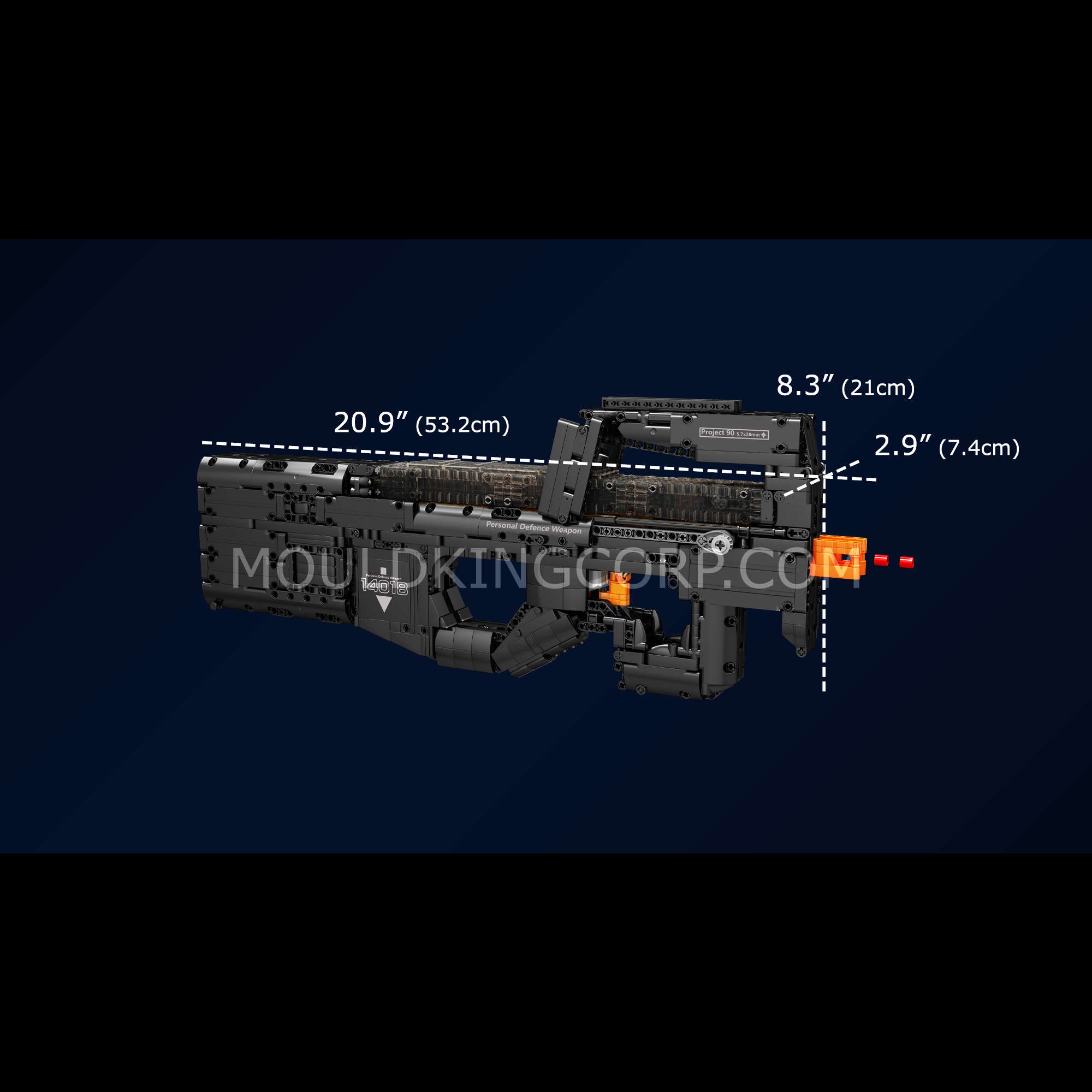 Mould King 14018S P90 Submachine Gun Building Blocks Set - 1,589 Pieces | Realistic Model Kit for Adults & Teens | Perfect for Collectors, Military Enthusiasts & DIY Projects