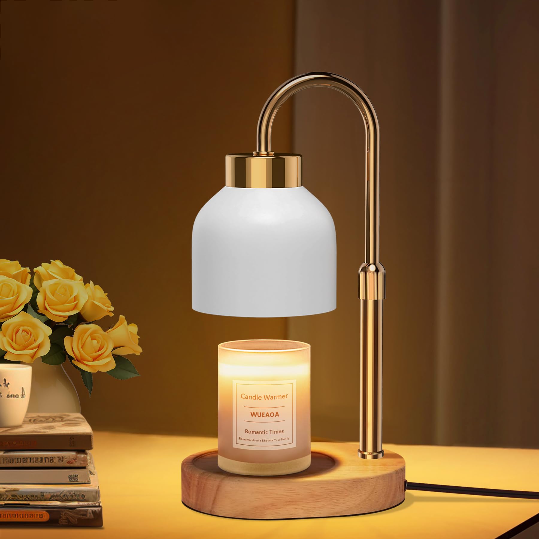 Electric Candle Warmer Lamp with Timer & Dimmer - Adjustable Height & Brightness, Includes 2 Bulbs - Modern Wax Warmer for Home Decor, Perfect Gift for Women & Moms (Birthday, Housewarming) - Ideal for Relaxation, Aromatherapy & Cozy Ambiance