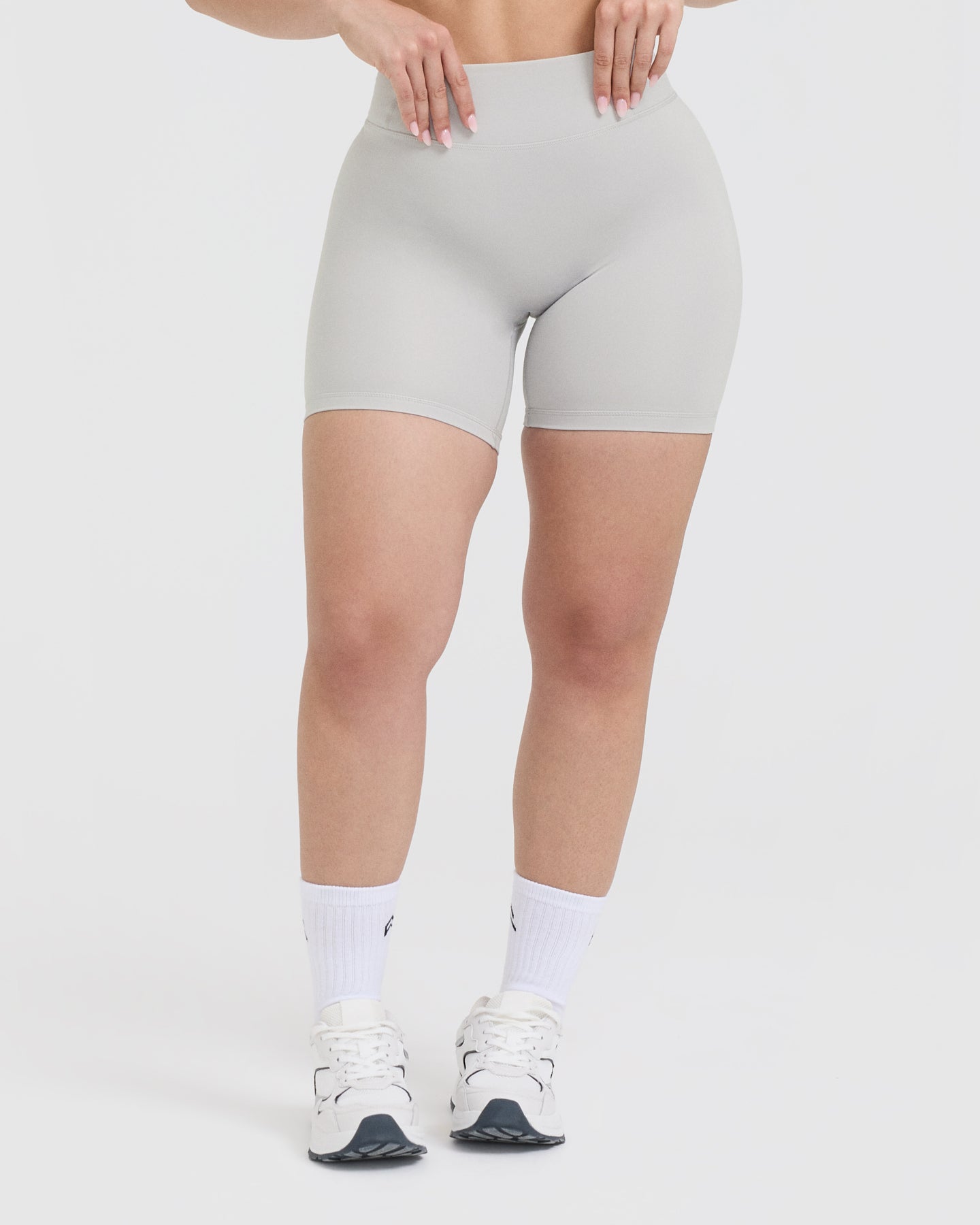 Timeless High Waisted Shorts for Women - Light Grey | Comfortable Summer Shorts for Casual Wear, Beach, and Travel