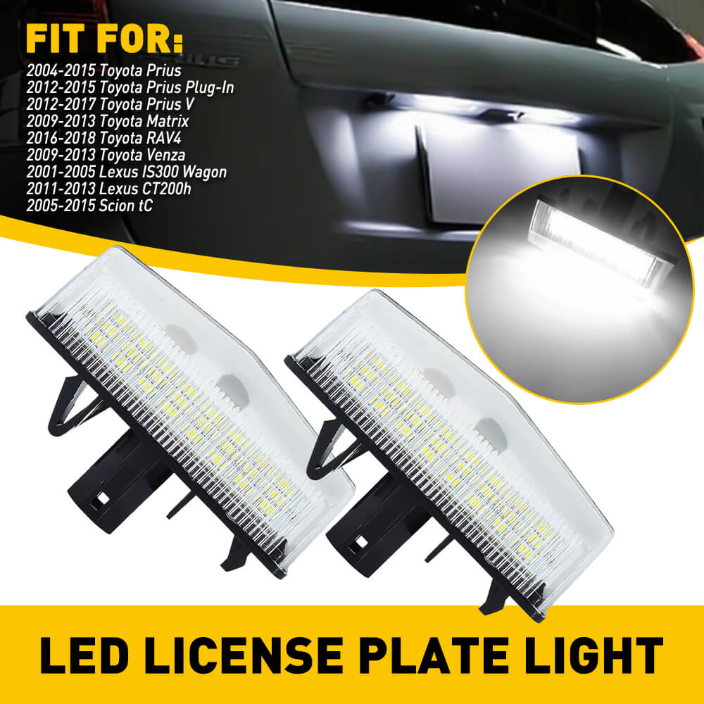 Bright LED License Plate Lights for Toyota, Lexus, Scion - Super White Tag Light Assembly - Easy Installation & Waterproof - Perfect for Night Driving & Car Customization